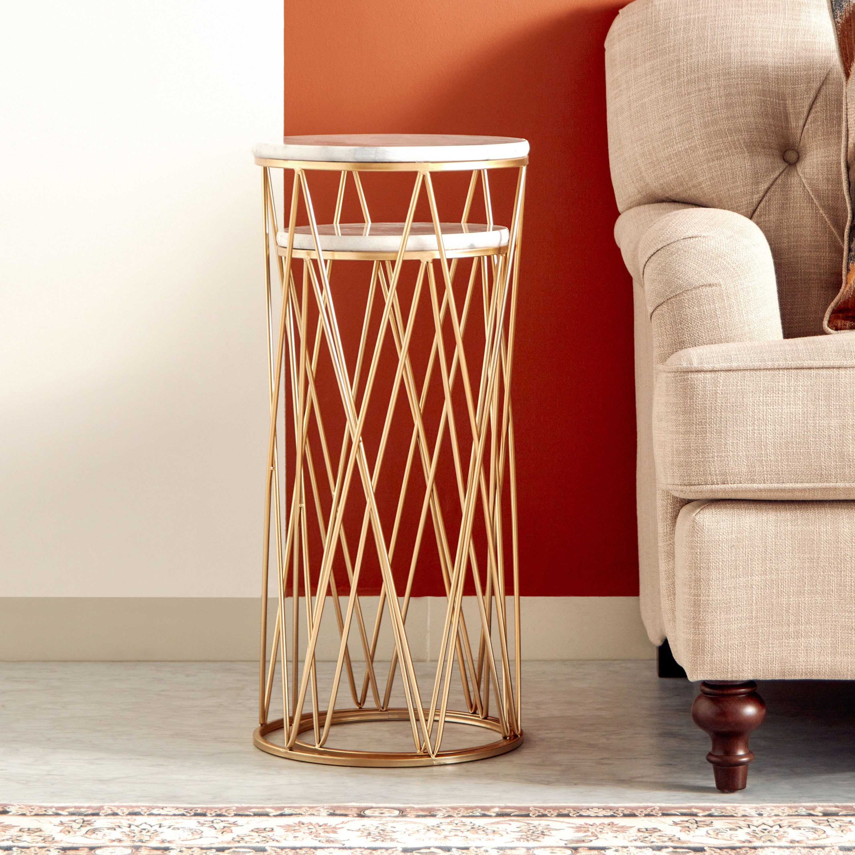حامل إناء زرع مستدير بسطح رخام من سبيكار - طقم قطعتين-hbxfurniture-livingroom-endtables-image-4