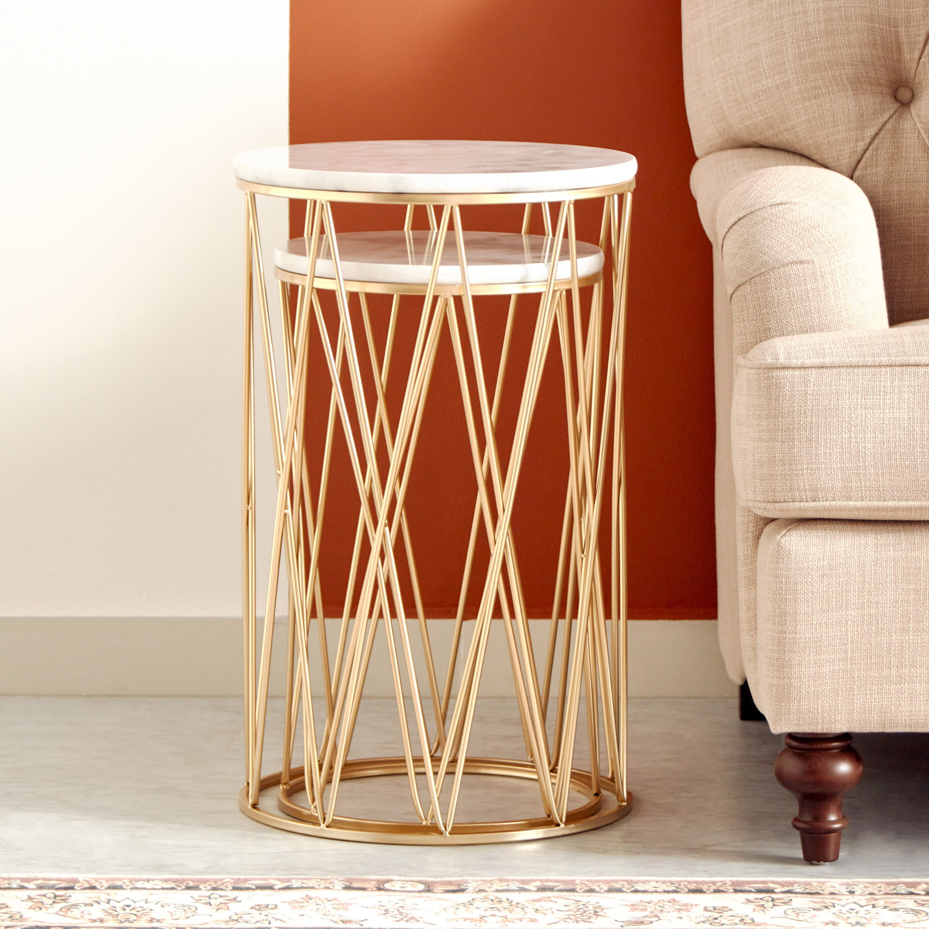 طاولة جانبية مستديرة بسطح رخام من سبيكار - طقم من قطعتين-hbxfurniture-livingroom-endtables-image-4