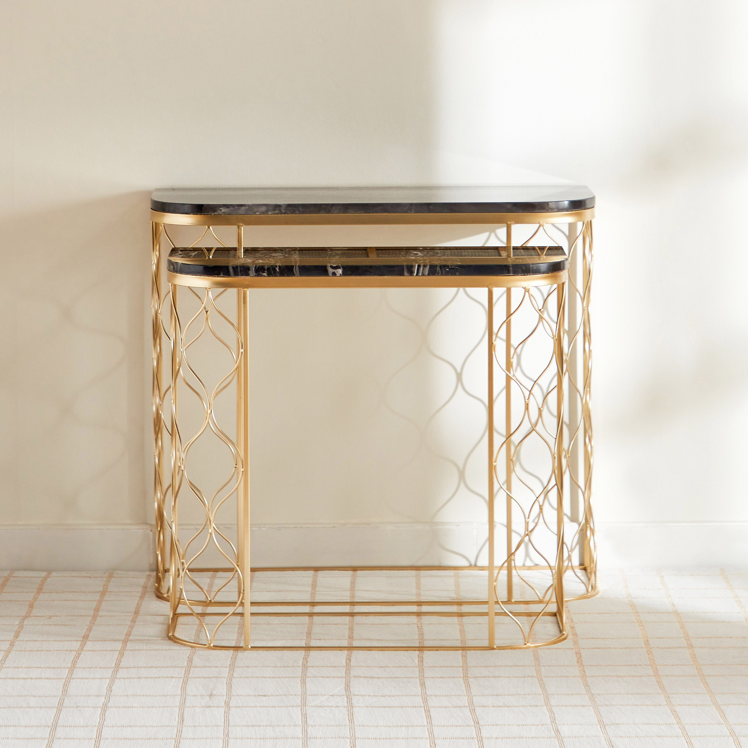 طاولة كونسول بسطح رخام من بلاكسكوت - طقم من قطعتين-hbxfurniture-tablesandstands-consoletables-image-3
