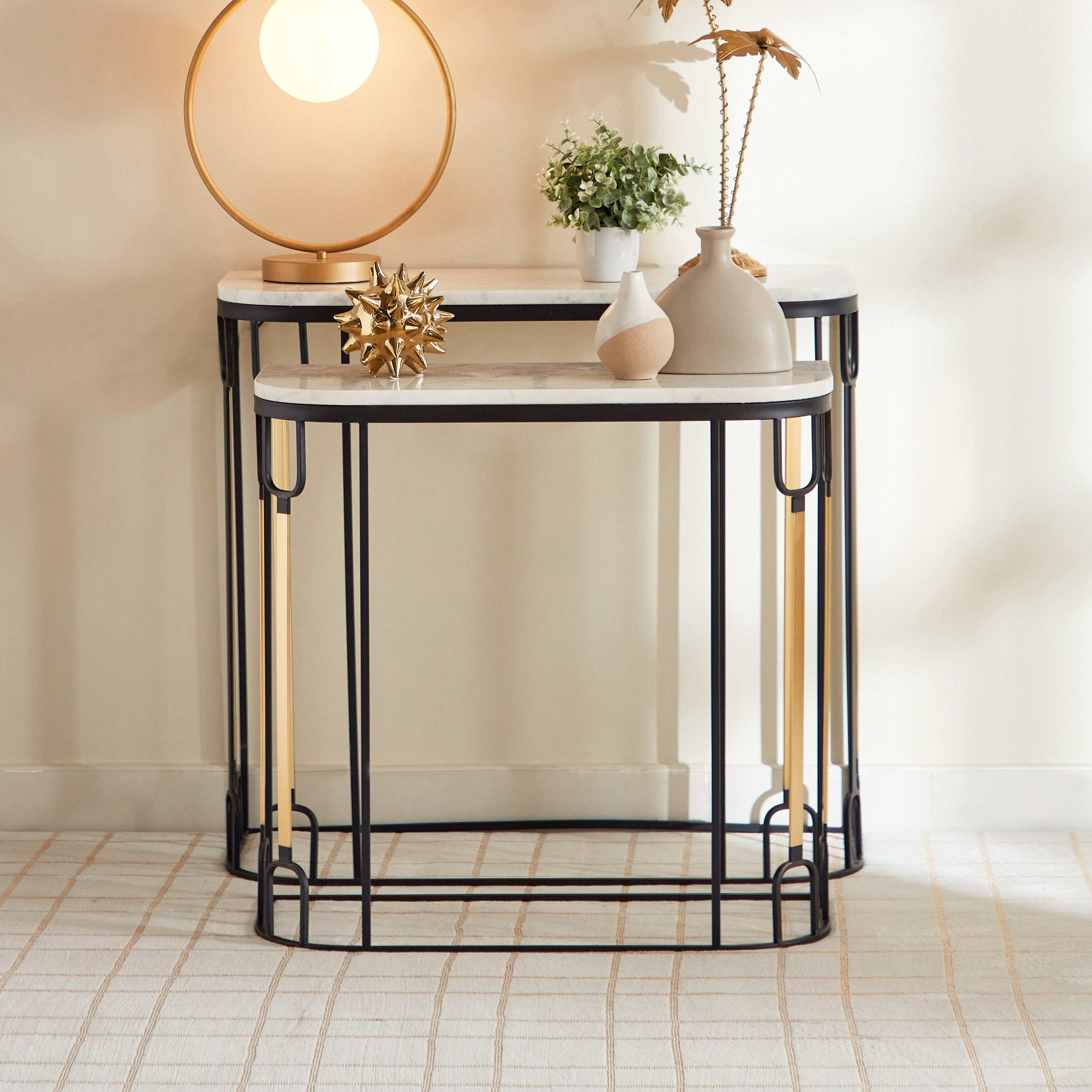 طاولة كونسول بسطح رخام من آثيا - طقم من قطعتين-hbxfurniture-tablesandstands-consoletables-image-2