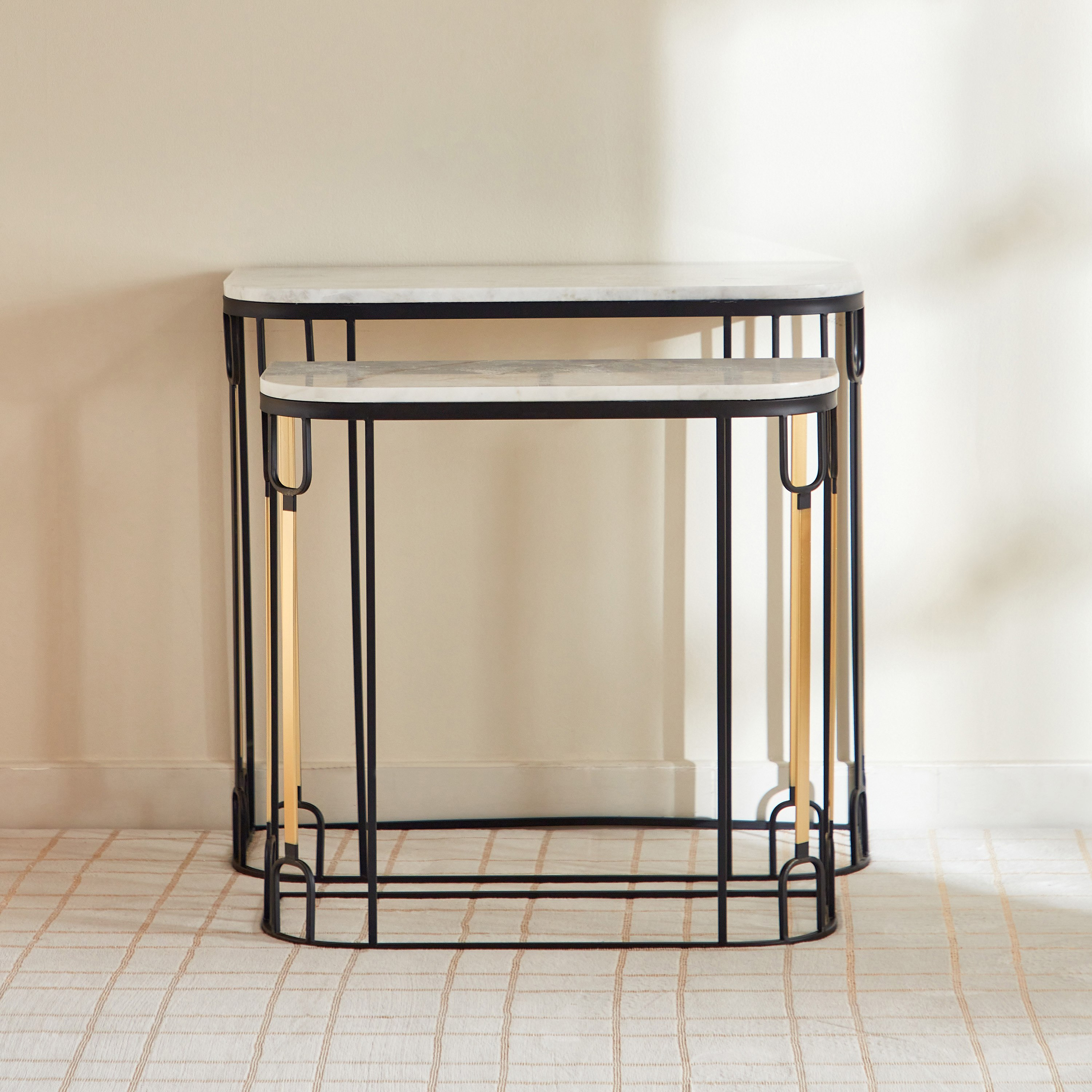 طاولة كونسول بسطح رخام من آثيا - طقم من قطعتين-hbxfurniture-tablesandstands-consoletables-image-3