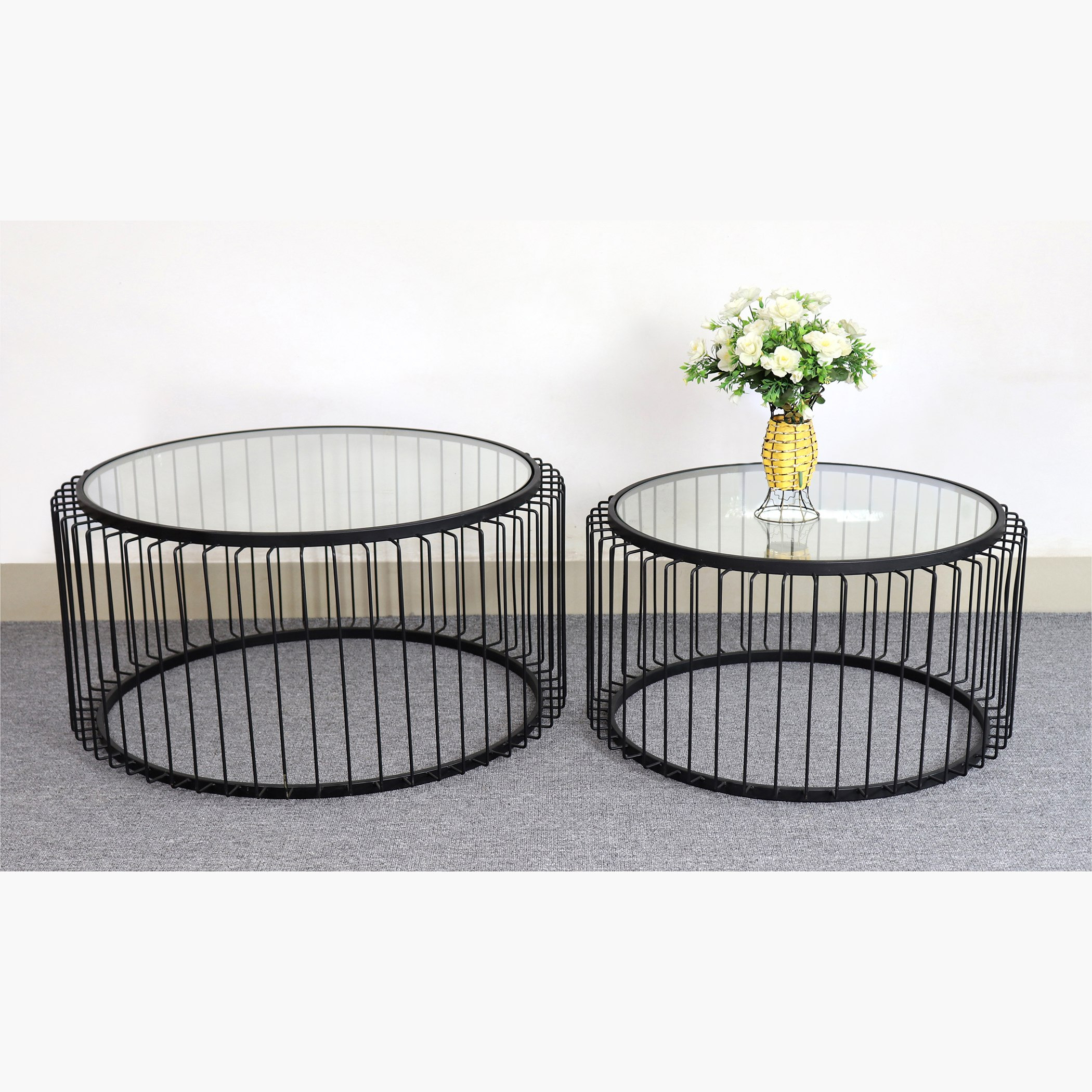 طاولة قهوة مستديرة من تيريون - طقم من قطعتين-hbxlivingroom-tablesandstands-coffeetables-image-1