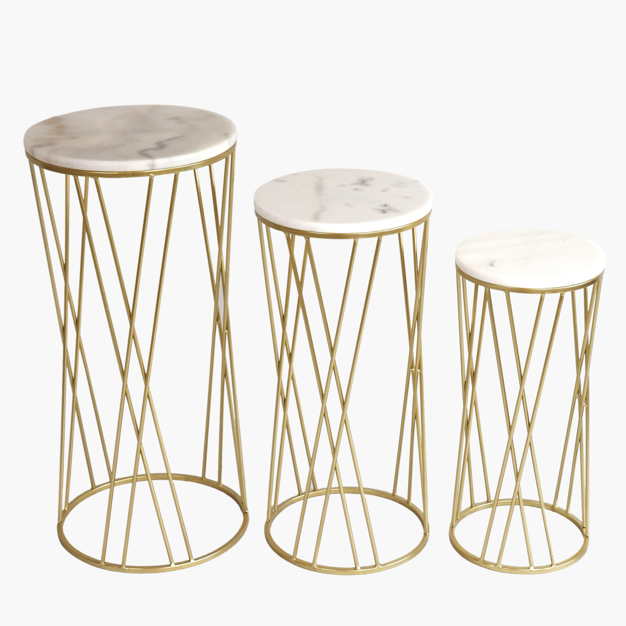 حامل إناء زرع مستدير بسطح رخام من وينجل - طقم قطعتين-hbxfurniture-livingroom-endtables-image-2