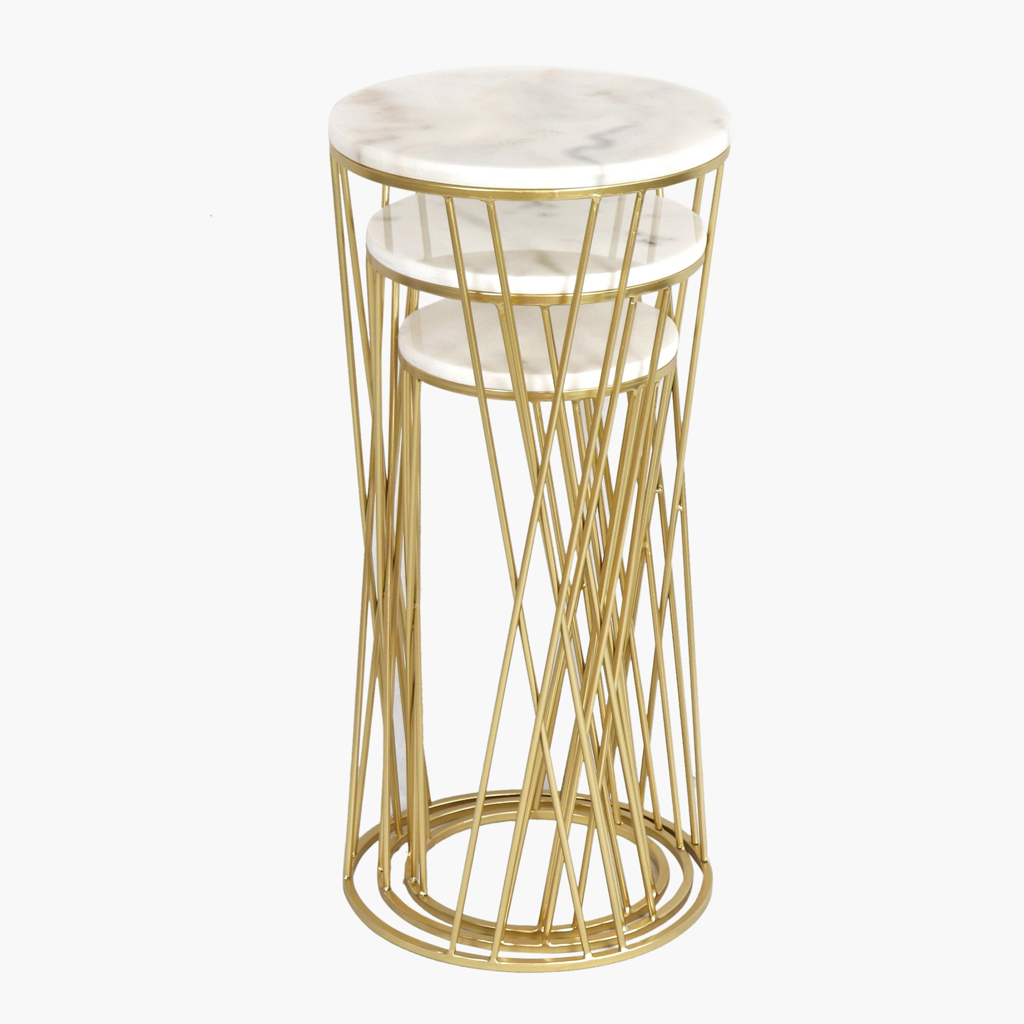 حامل إناء زرع مستدير بسطح رخام من وينجل - طقم قطعتين-hbxfurniture-livingroom-endtables-image-7