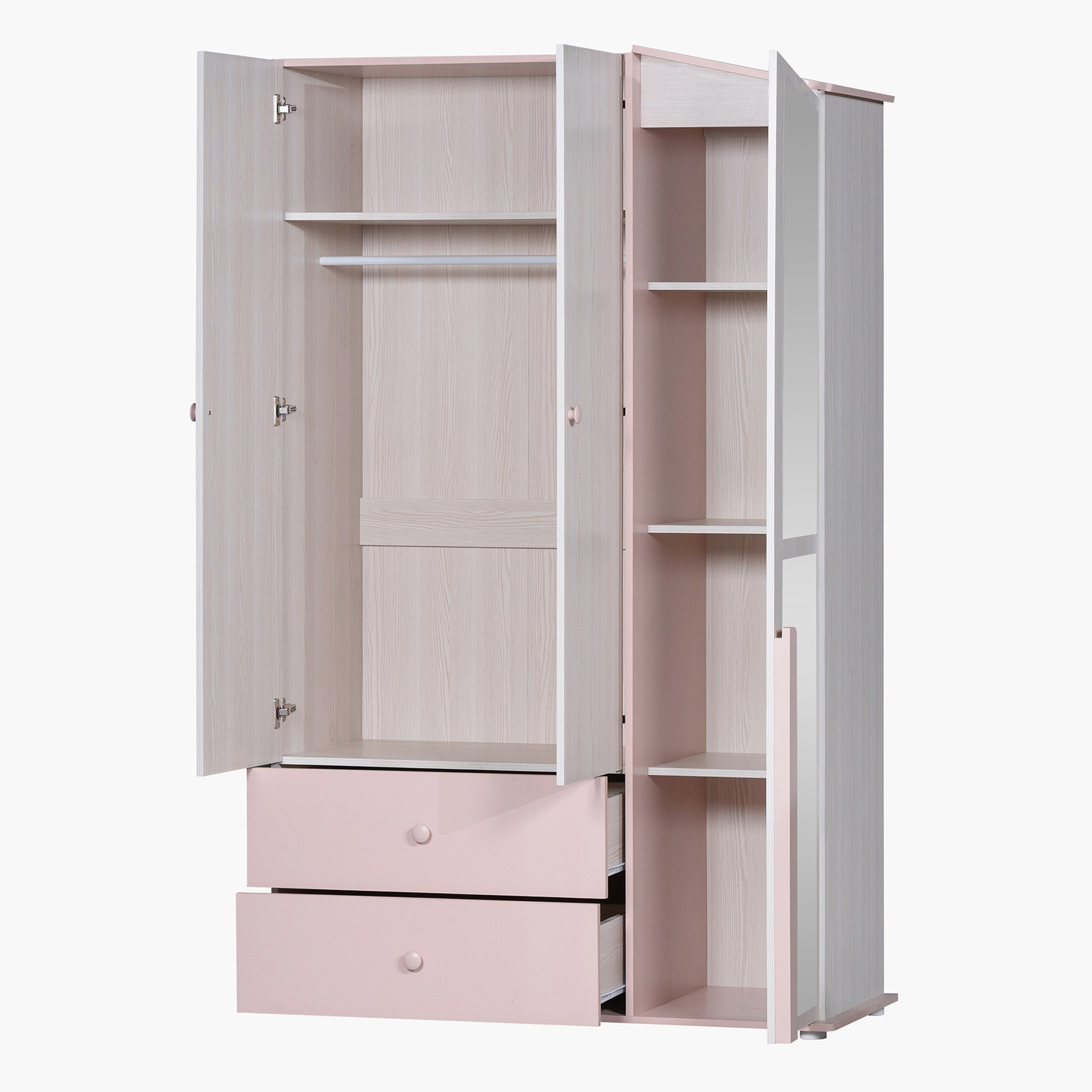 Anna 3-Door and 2-Drawers Wardrobe with Mirror-hbxfurniture-wardrobes-image-2