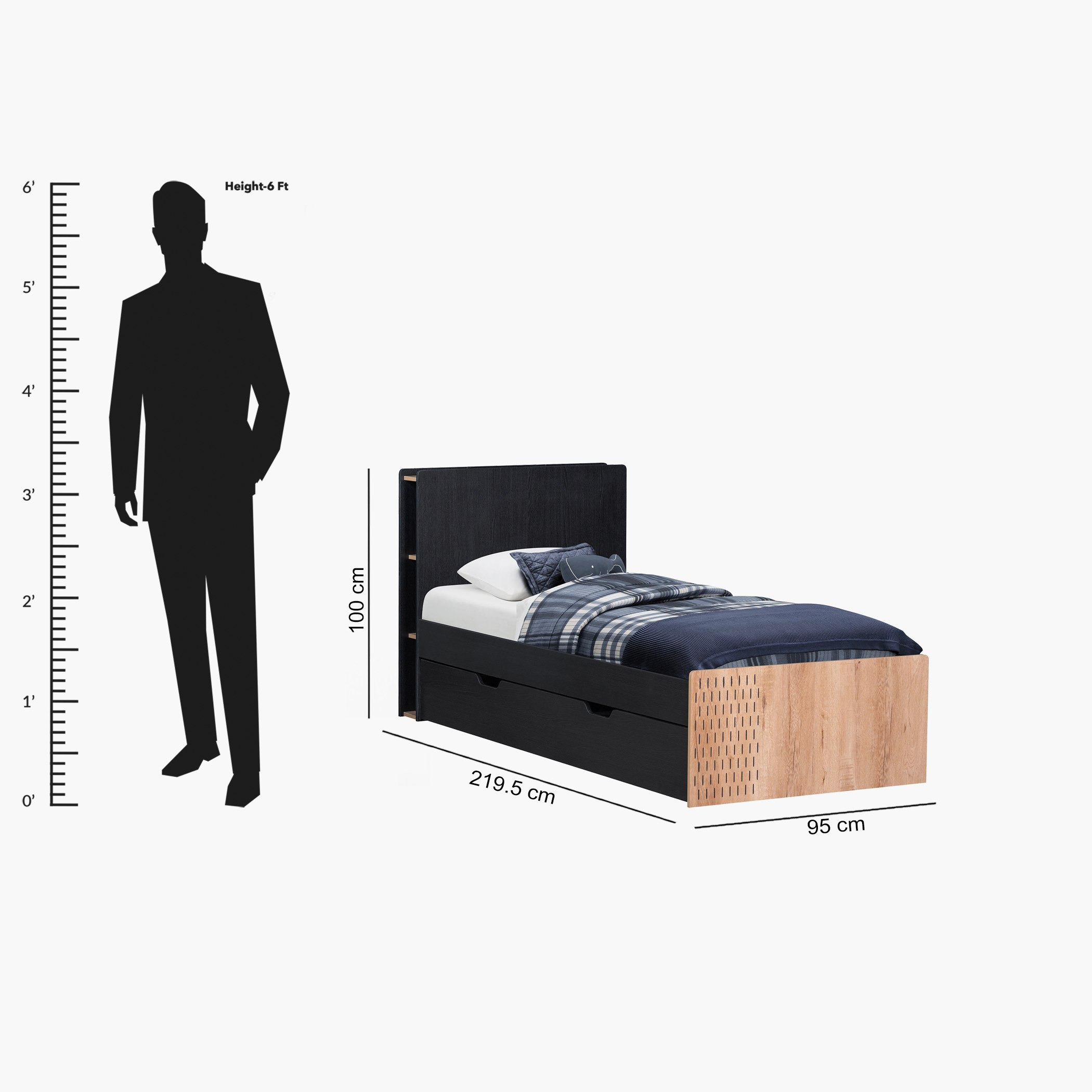 Jordan Single Smart Bed with Headboard Storage and USB Charging Port - 90x200 cm-hbxfurniture-bedsandbedsets-beds-single-image-20