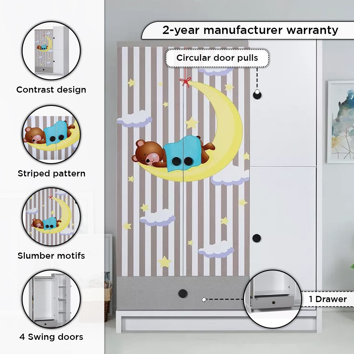 خزانة ملابس 3 أبواب مع درج - بادينجتون من موڤو -hbxfurniture-wardrobes-image-4