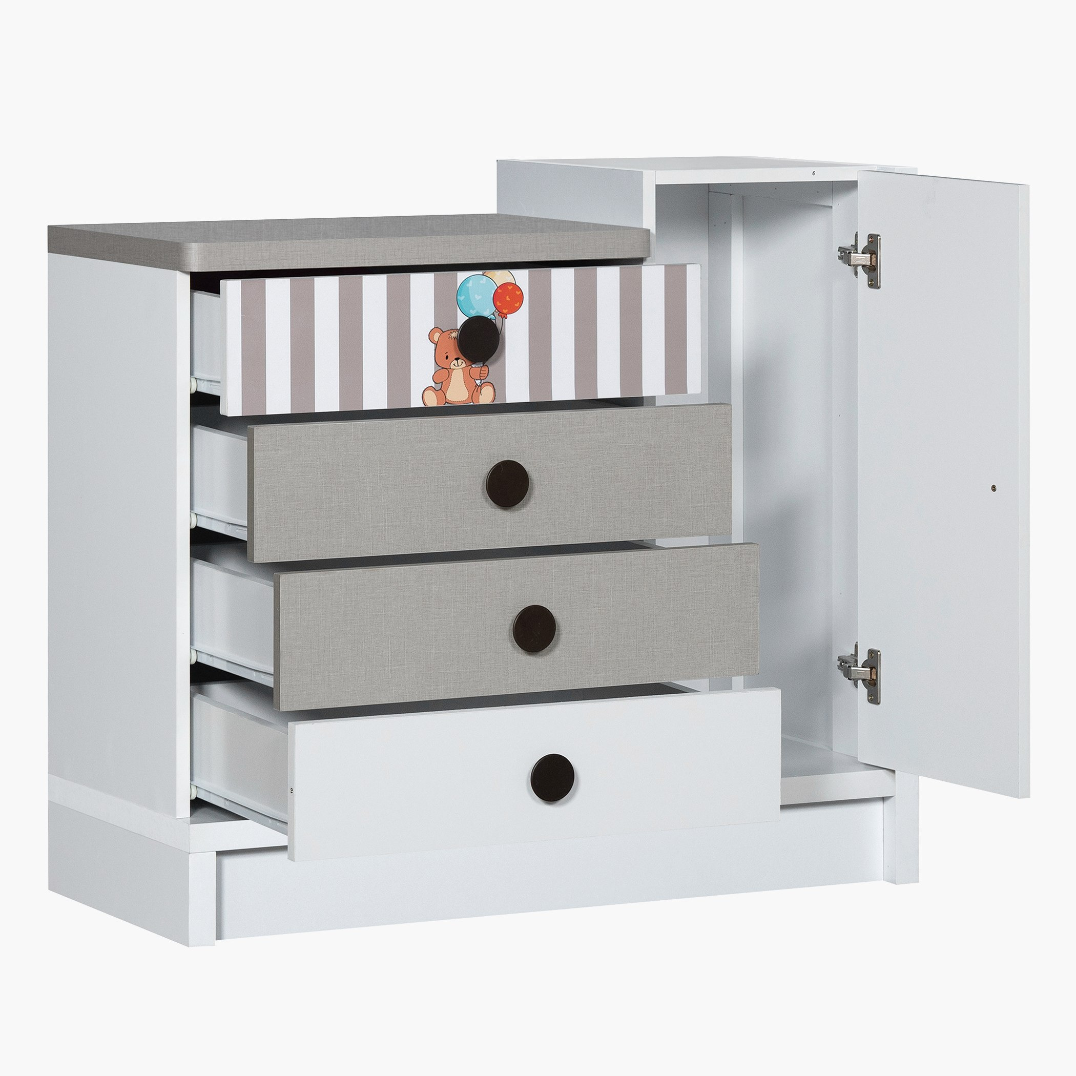 Movo Paddington 4-Drawer 1-Door Kids Dresser without Mirror-hbxfurniture-kidsroom-kidsdressersandmirrors-image-6