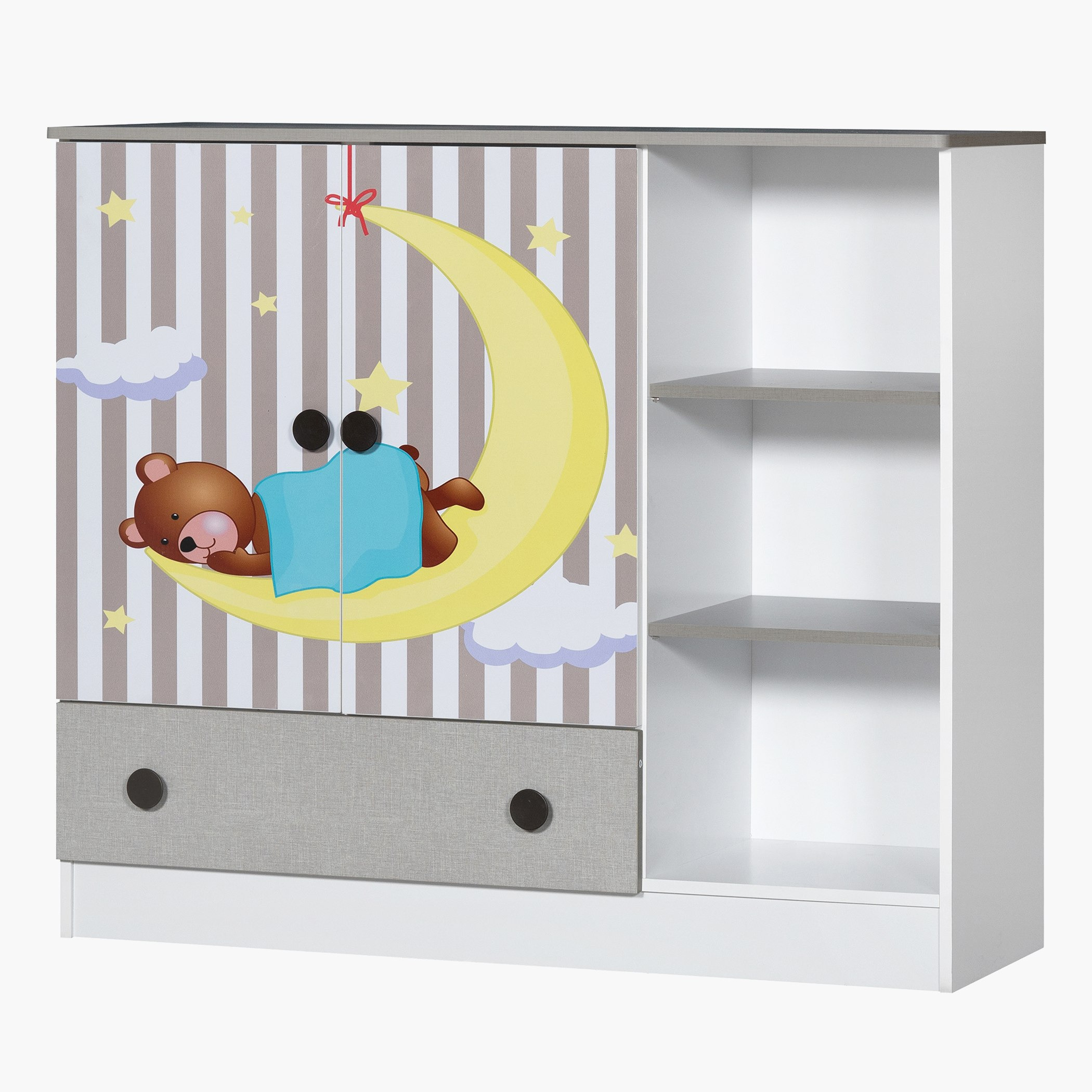 خزانة ببابين وأرفف مفتوحة وقضبان ودرج - بادينجتون من موڤو -hbxfurniture-wardrobes-image-2