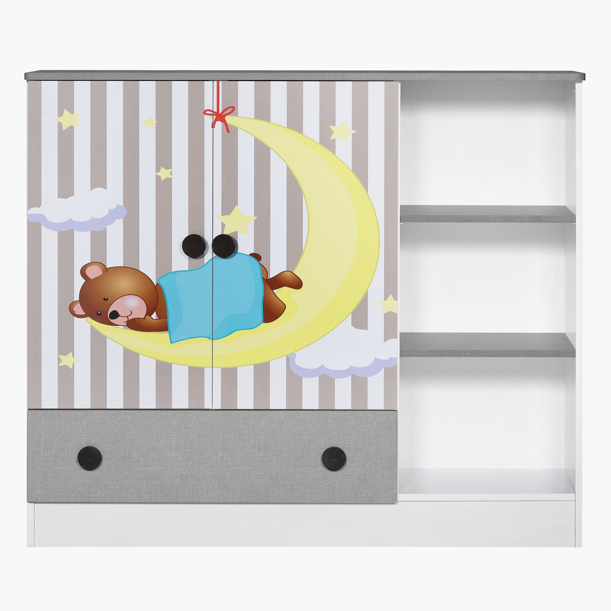 خزانة ببابين وأرفف مفتوحة وقضبان ودرج - بادينجتون من موڤو -hbxfurniture-wardrobes-image-3