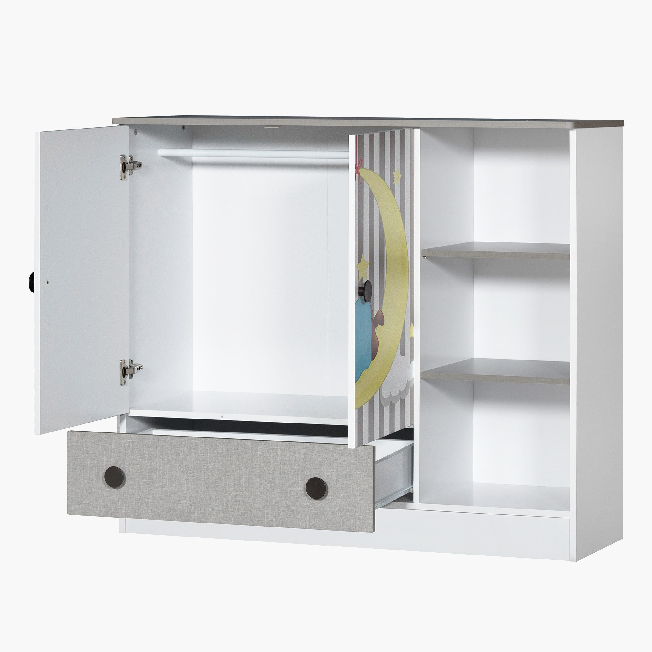 خزانة ببابين وأرفف مفتوحة وقضبان ودرج - بادينجتون من موڤو -hbxfurniture-wardrobes-image-6