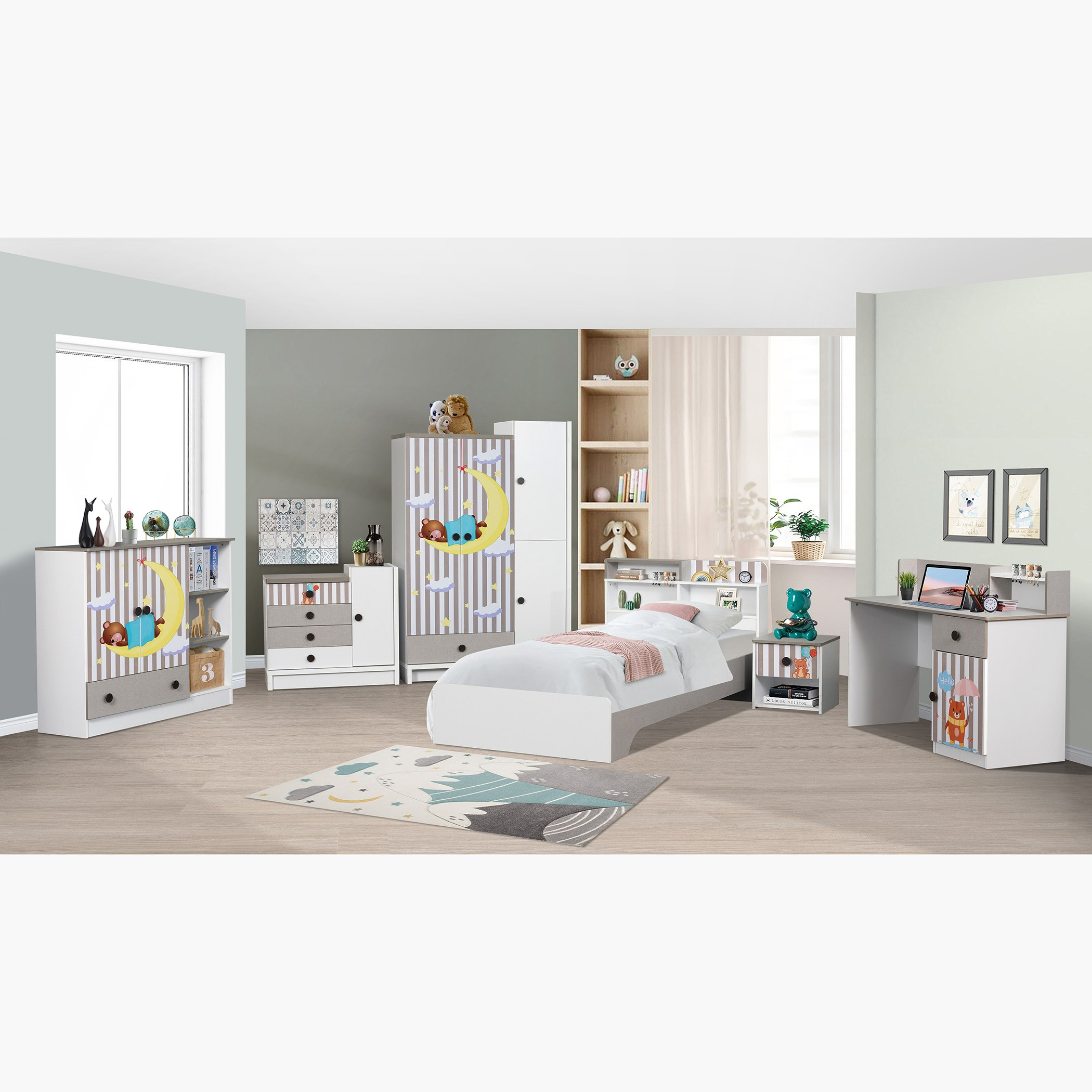 خزانة ببابين وأرفف مفتوحة وقضبان ودرج - بادينجتون من موڤو -hbxfurniture-wardrobes-image-7