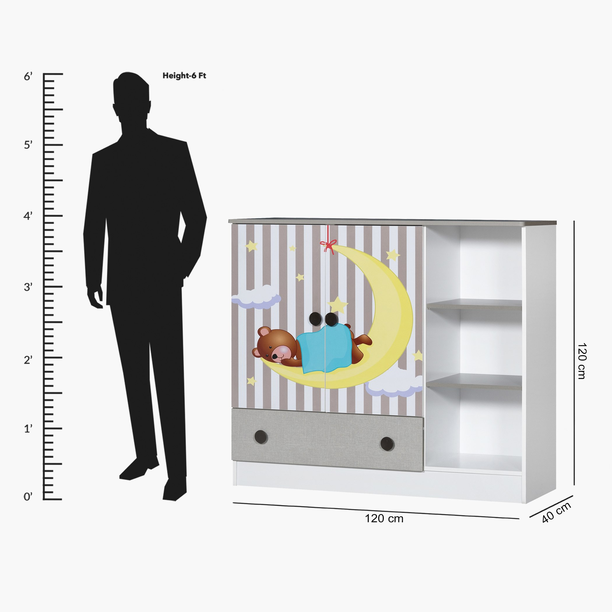 خزانة ببابين وأرفف مفتوحة وقضبان ودرج - بادينجتون من موڤو -hbxfurniture-wardrobes-image-8