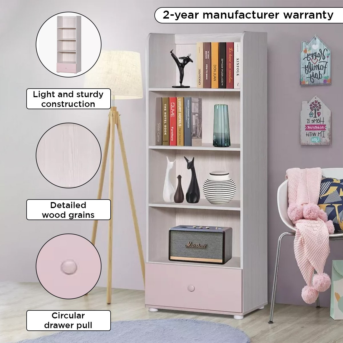 خزانة كتب بدرج واحد من آنا-hbxfurniture-office-bookcases-image-4