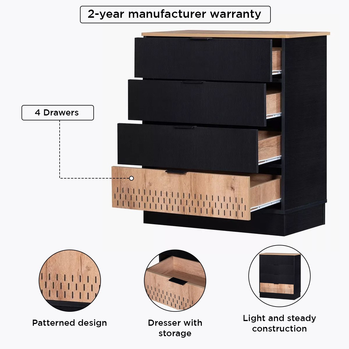 Jordan 4-Drawer Dresser without Mirror-hbxfurniture-kidsroom-kidsdressersandmirrors-image-5