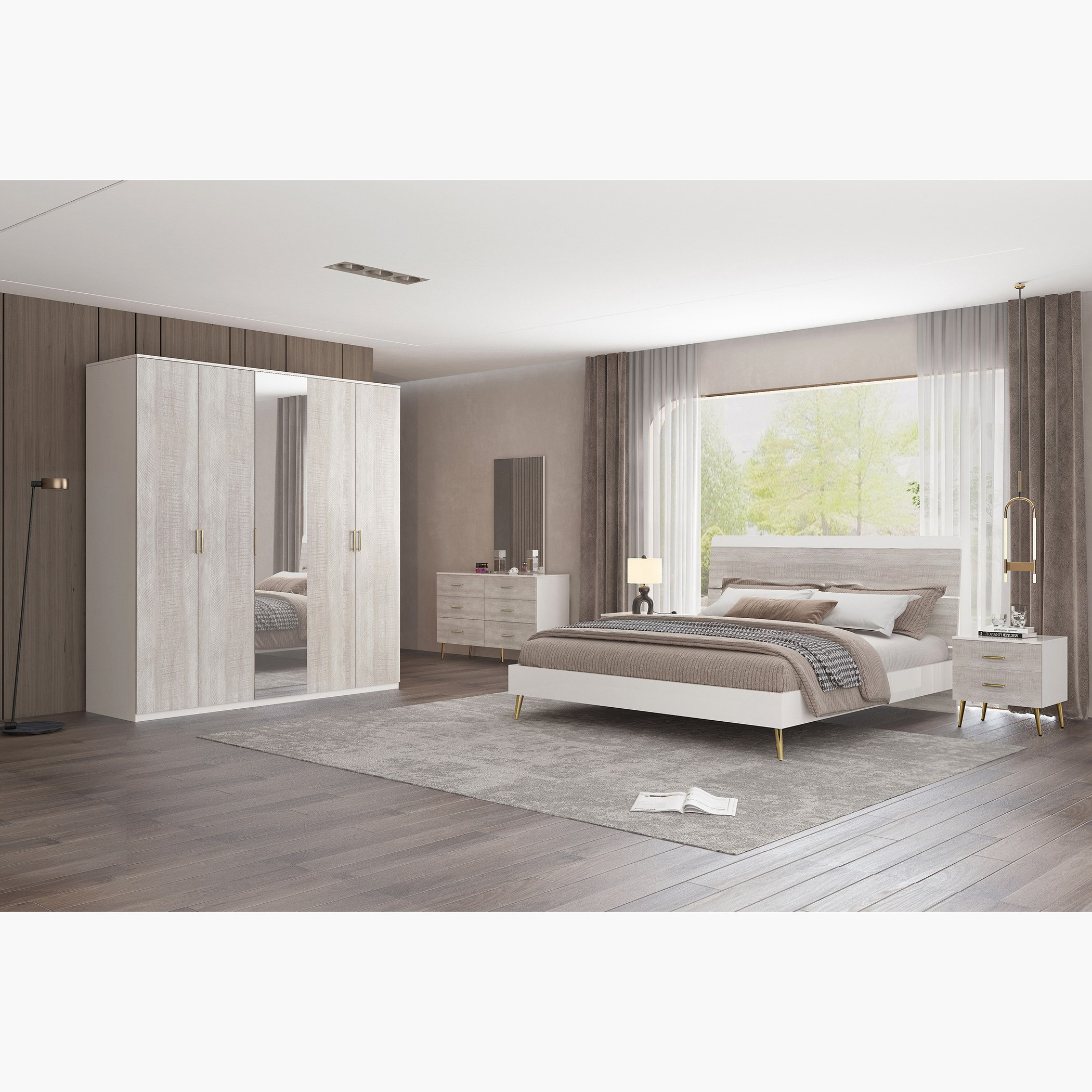 طقم غرفة نوم كينج 5 قطع - نورا - 180x200 سم-hbxbedroom-bedsandbedsets-bedroomsets-king-image-15