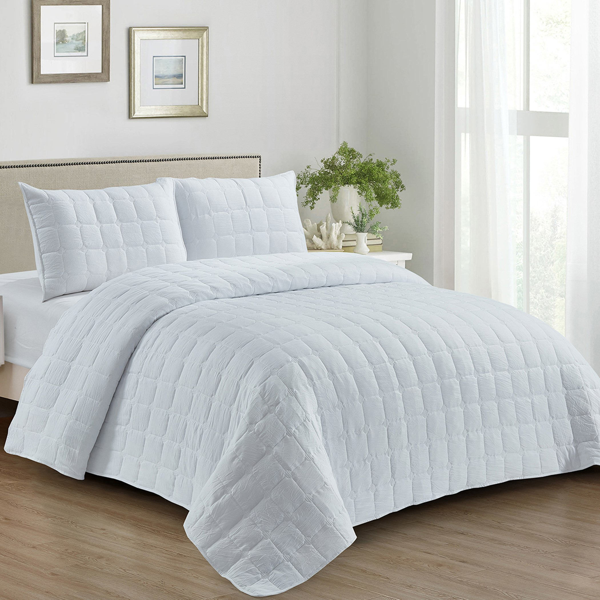 طقم مفرش سرير مزدوج مبطن من الألياف الدقيقة 3 قطع من ليكزس نيفذ - 160x230 سم-hbxdecorandfurnishings-bedding-bedspreadsandquilts-image-1