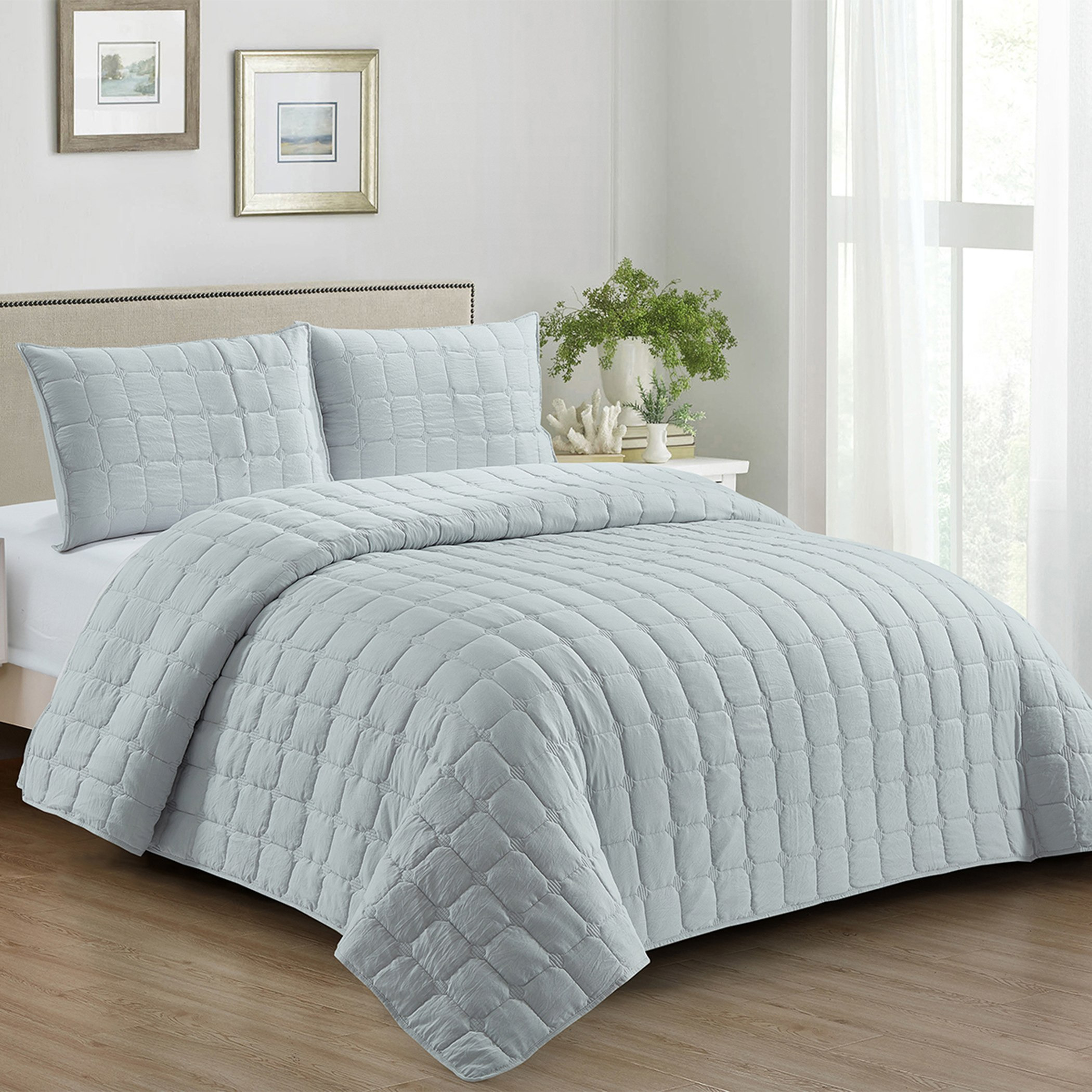 Lexus Nevis 3-Piece Pre-Washed Micro King Quilt Bedspread Set - 230x250 cm-hbxdecorandfurnishings-bedding-bedspreadsandquilts-image-1