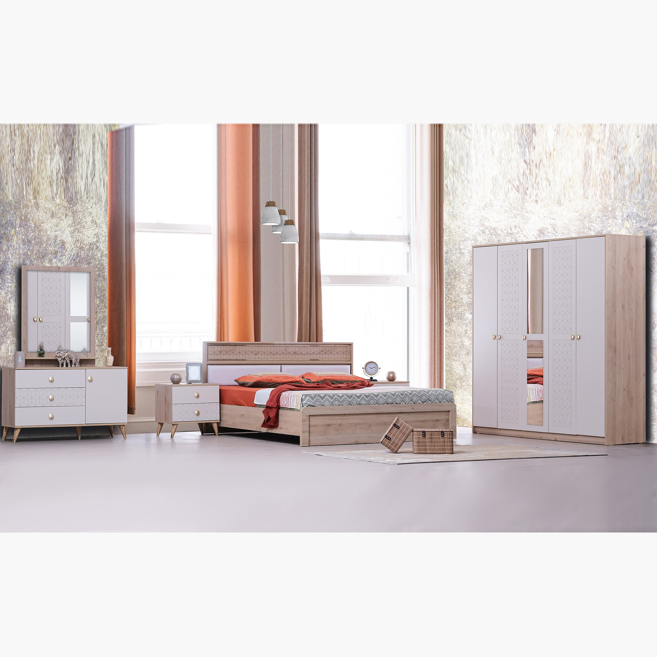 طقم غرفة نوم كينج 5 قطع - باندورا - 180x200 سم-hbxbedroom-bedsandbedsets-bedroomsets-king-image-1