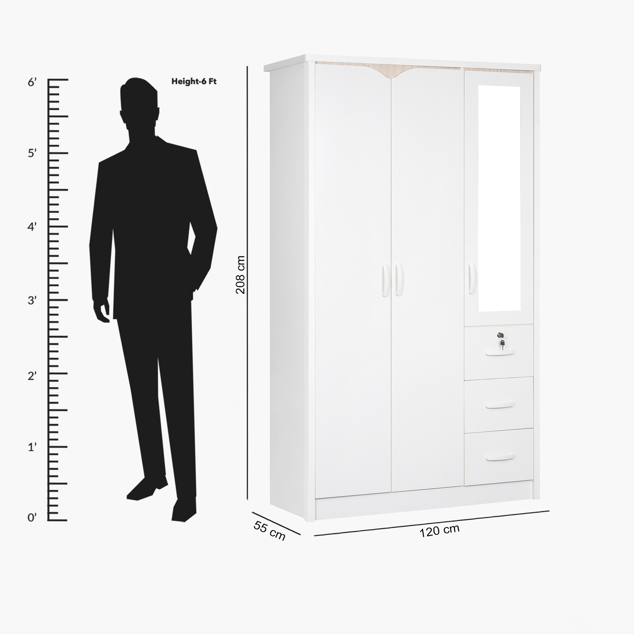 خزانة ملابس 3 أبواب و3 أدراج بمرآة وقفل - فيجي من موڤو-hbxfurniture-wardrobes-image-10