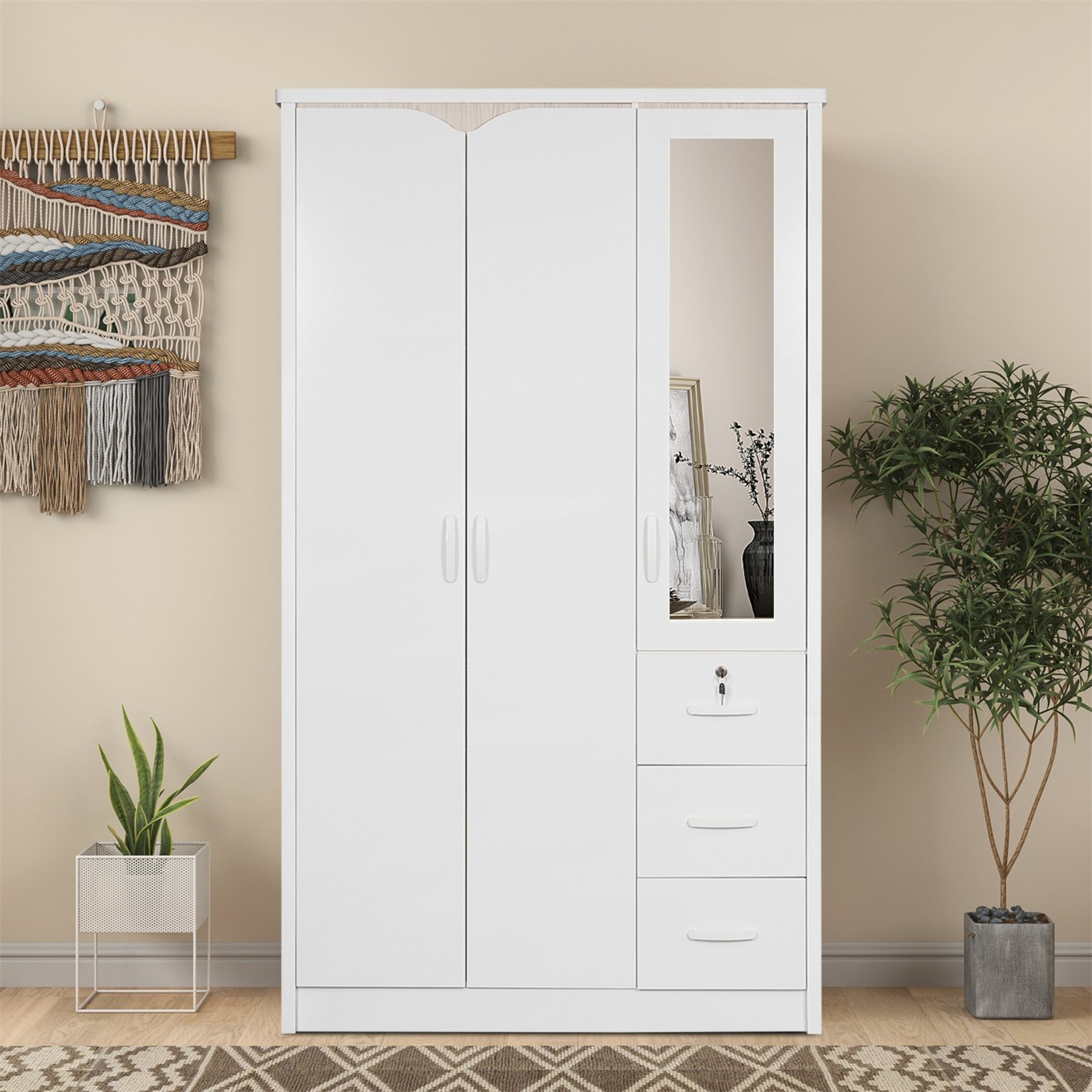 Slim wardrobe on sale with drawers