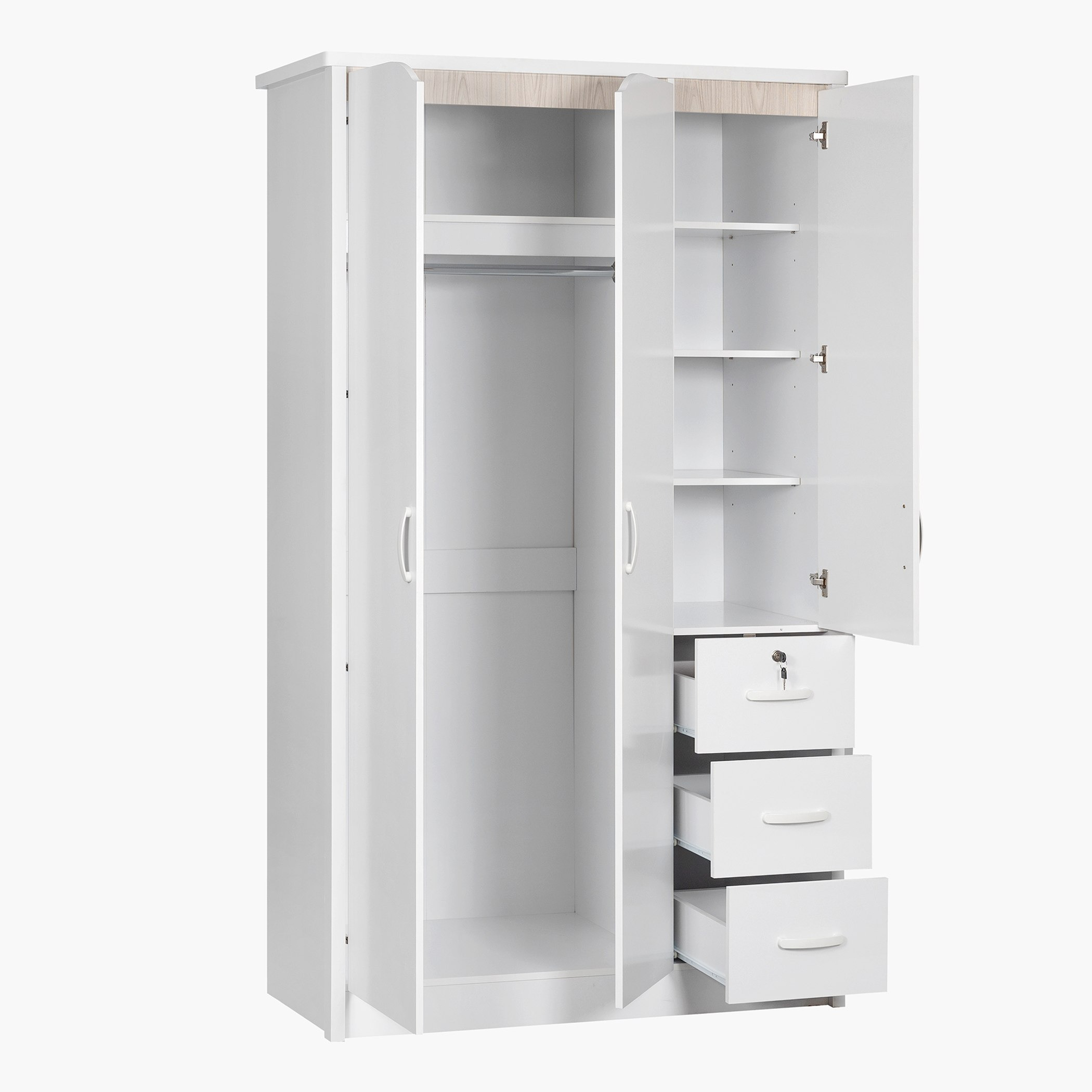خزانة ملابس 3 أبواب و3 أدراج بمرآة وقفل - فيجي من موڤو-hbxfurniture-wardrobes-image-5