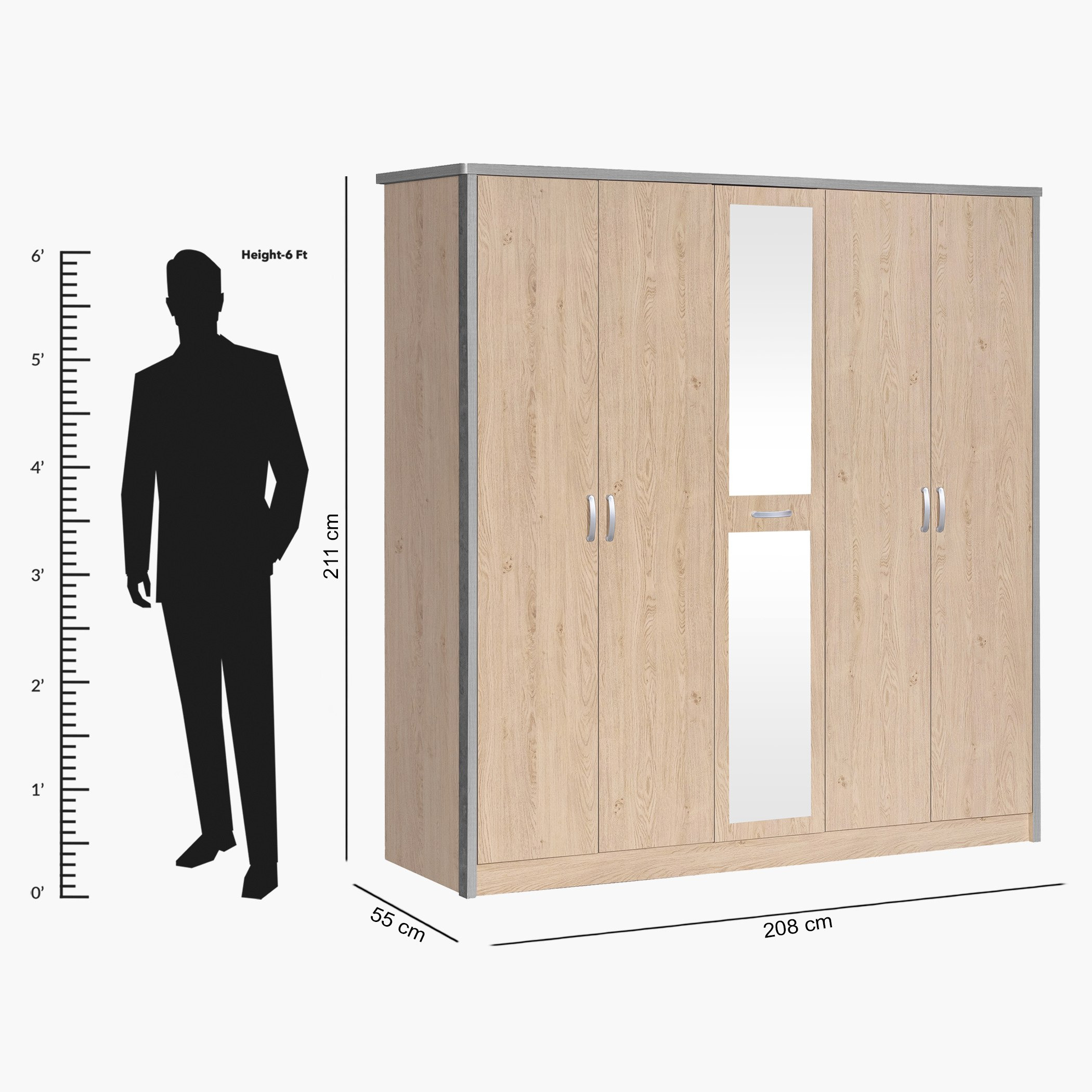 خزانة ملابس 5 أبواب مع مرآة - كريسنت من موڤو-hbxfurniture-wardrobes-image-12