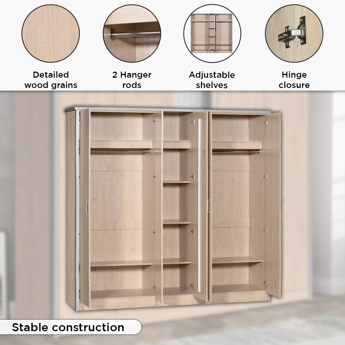 خزانة ملابس 5 أبواب مع مرآة - كريسنت من موڤو-hbxfurniture-wardrobes-image-5