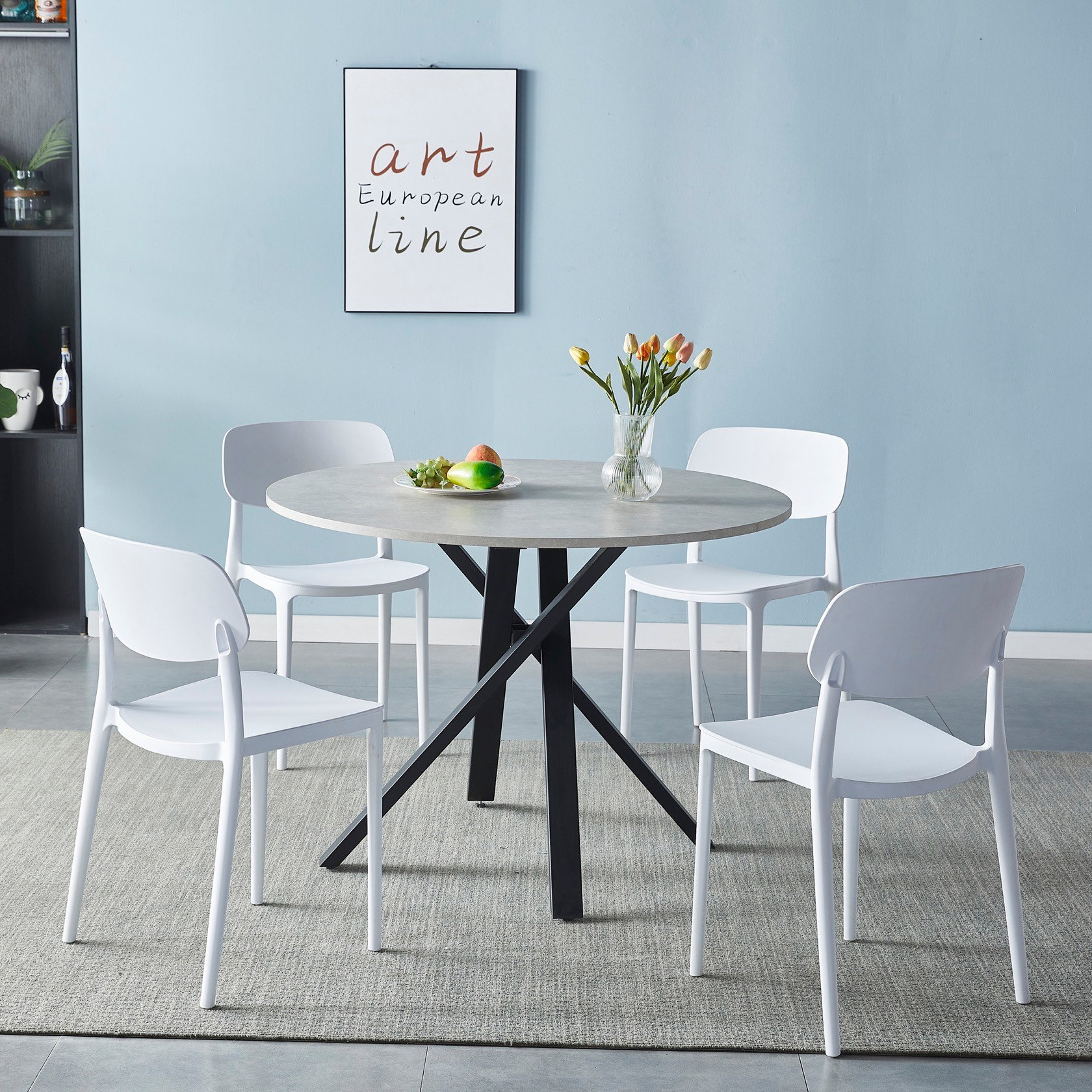 Round dining table set for deals 4