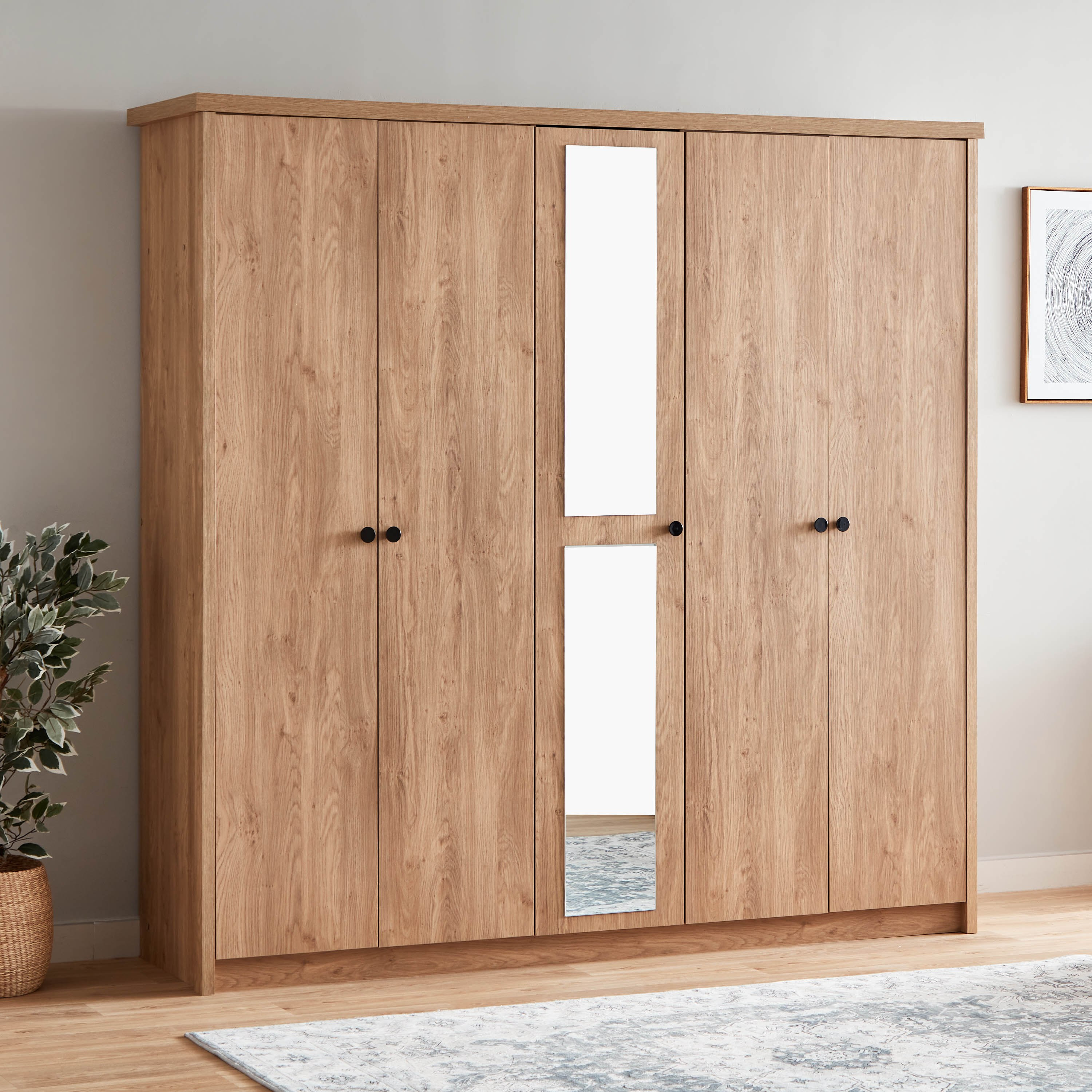 خزانة ملابس 5 أبواب بمرآة من بريدج-hbxfurniture-wardrobes-image-1