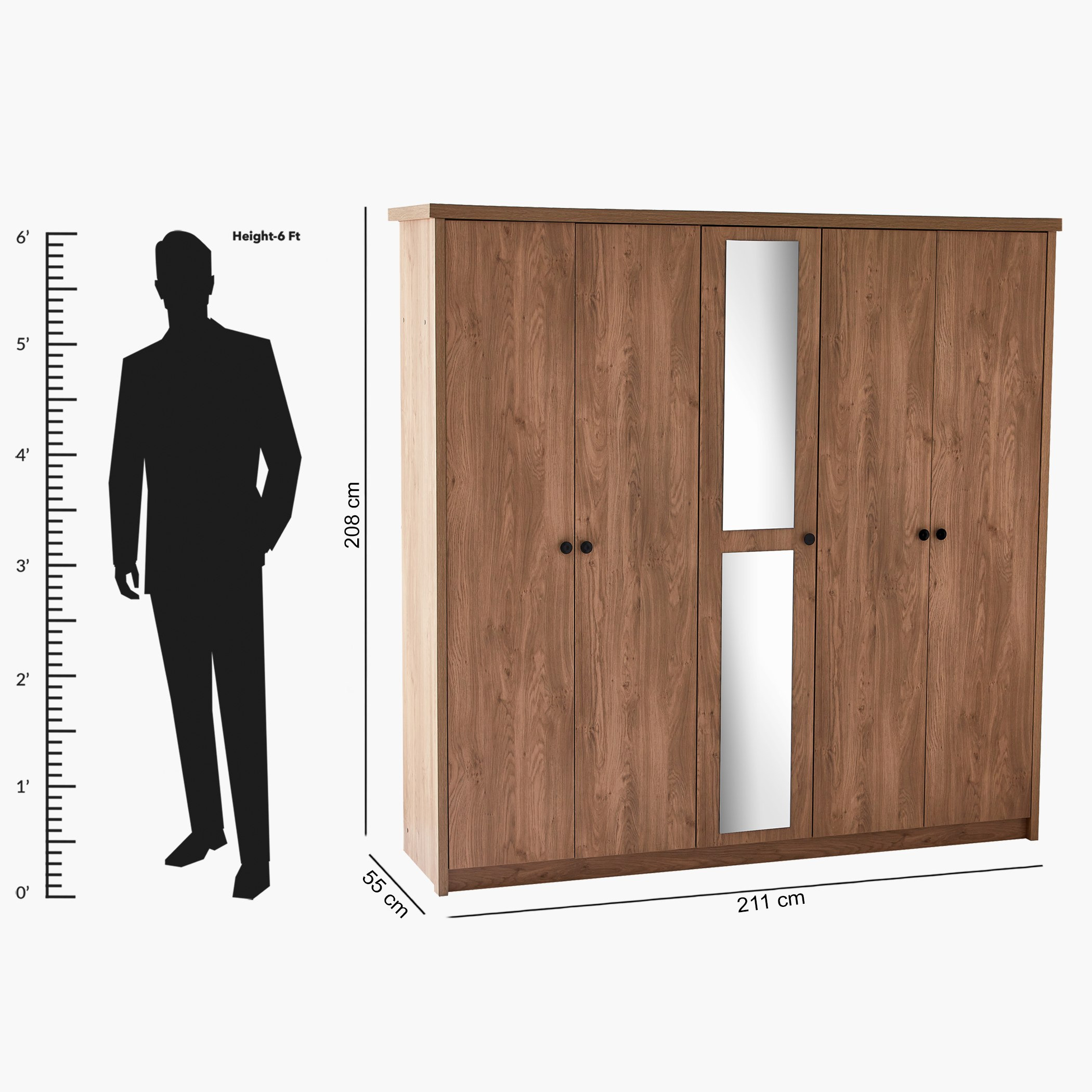 خزانة ملابس 5 أبواب بمرآة من بريدج-hbxfurniture-wardrobes-image-14