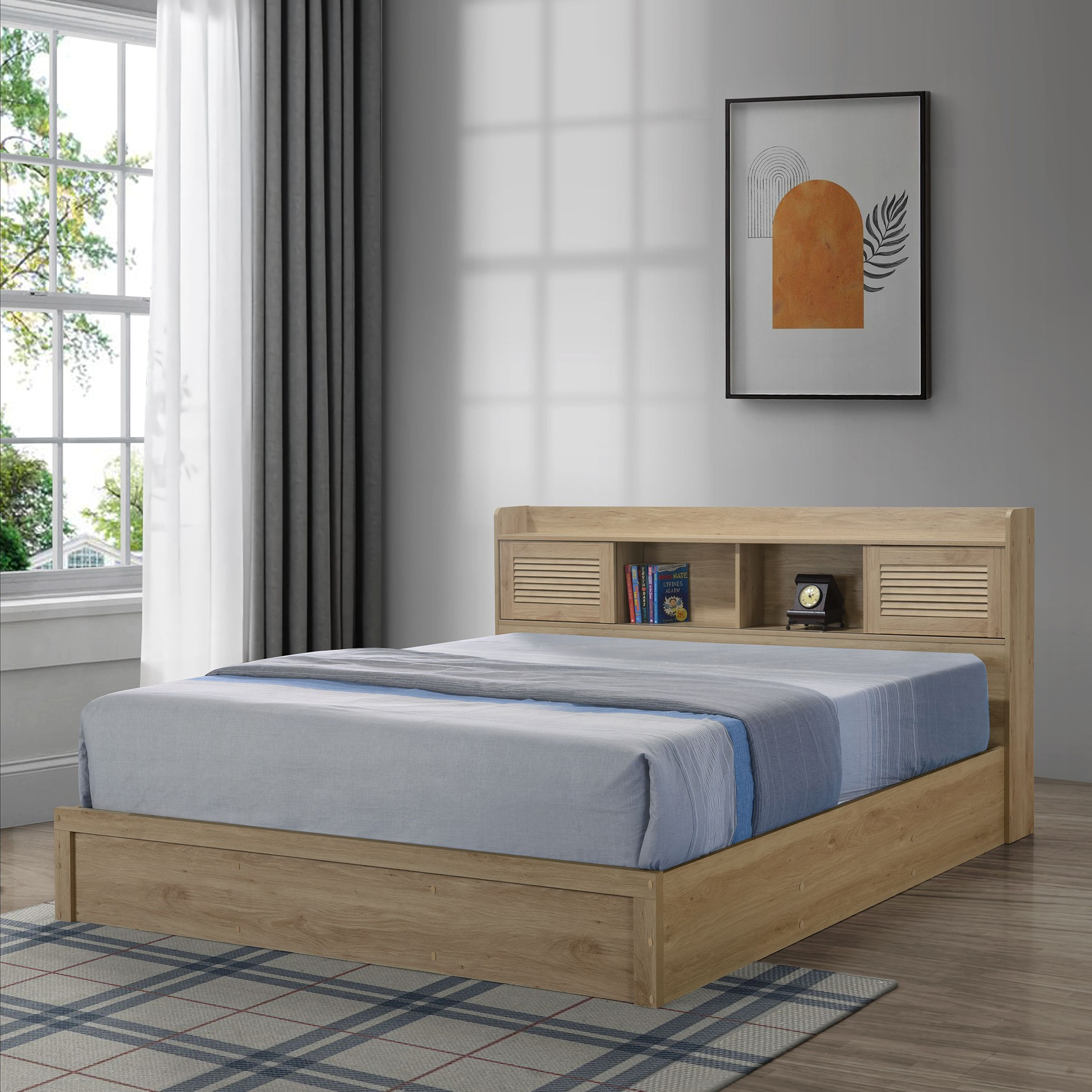 King size bed store platform with storage