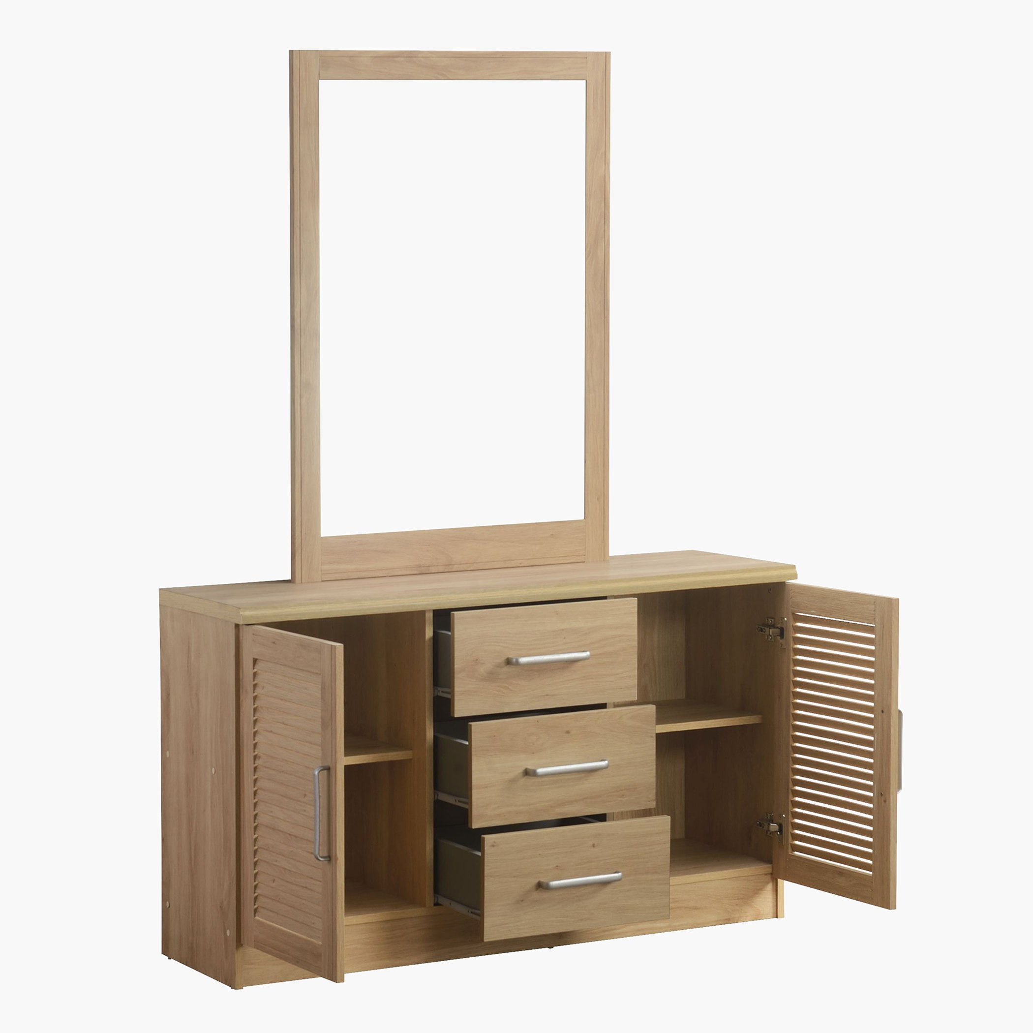 طاولة تزيين رئيسية بثلاثة أدراج وبابين مع مرآة من بان-hbxfurniture-bedroom-dressersandmirrors-image-3