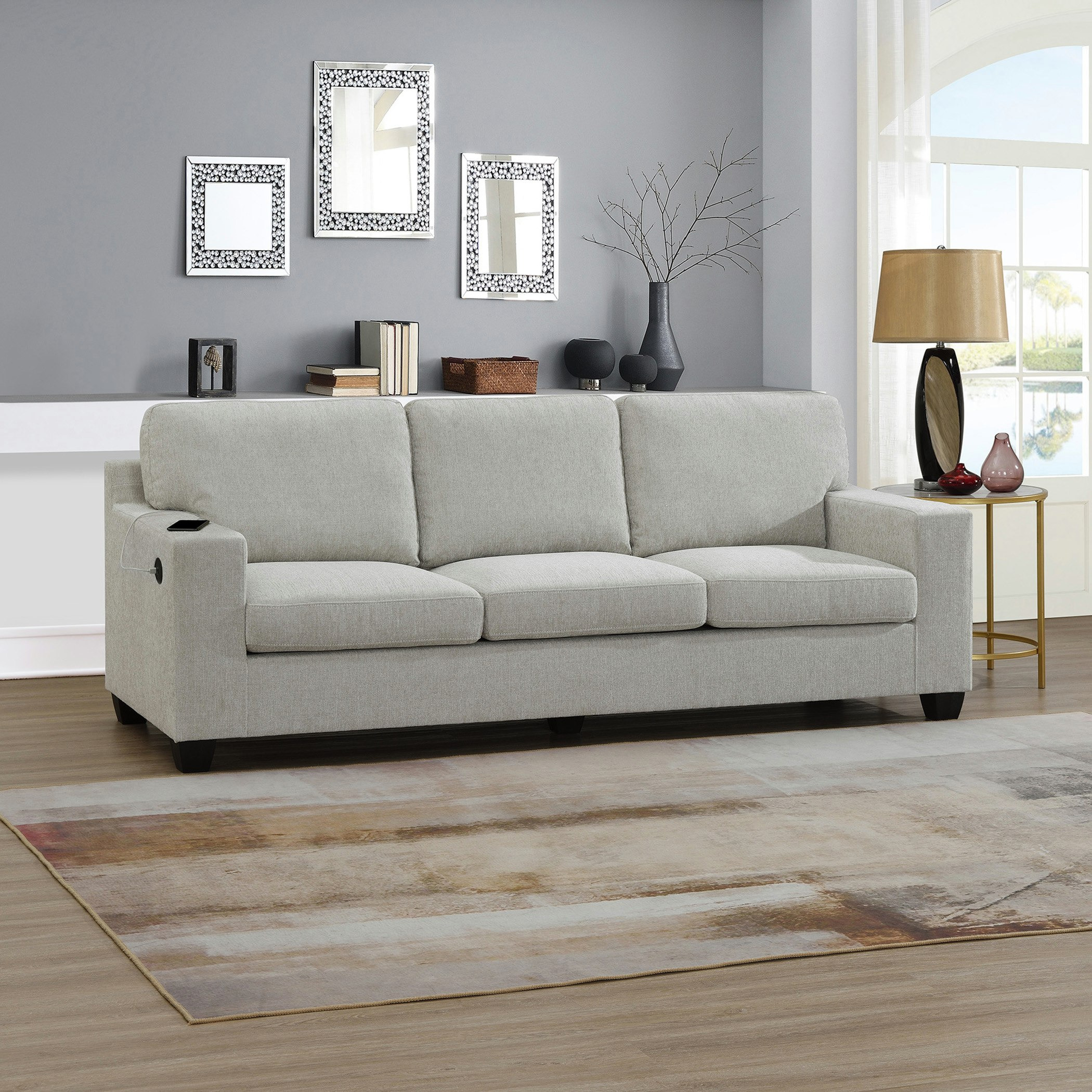 Simpson 3 Seater Fabric Sofa with USB Port