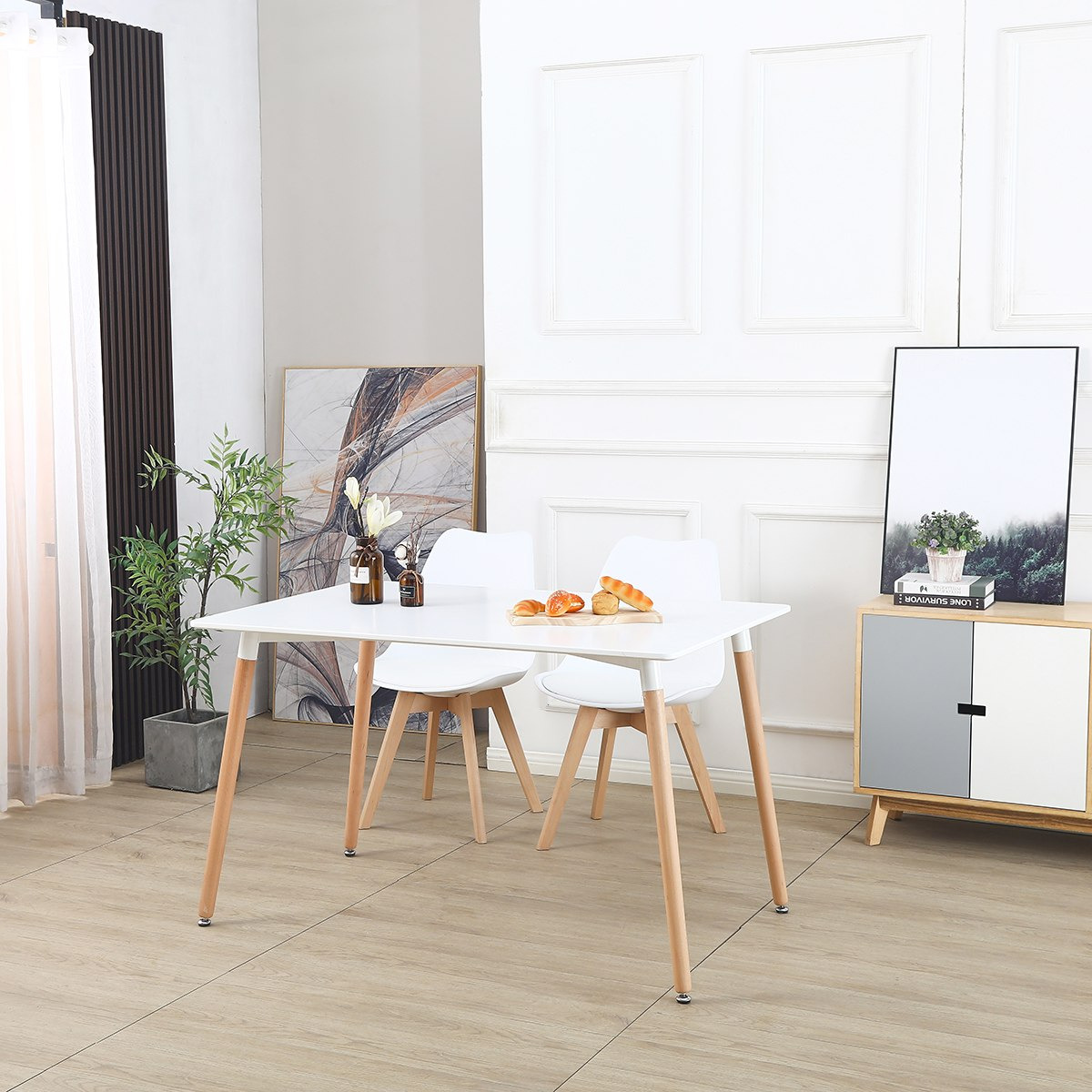 طاولة سُفرة لـ4 مقاعد بأرجل من الخشب الصلب من توتو-hbxfurniture-diningtablesandsets-diningtables-fourseater-image-6