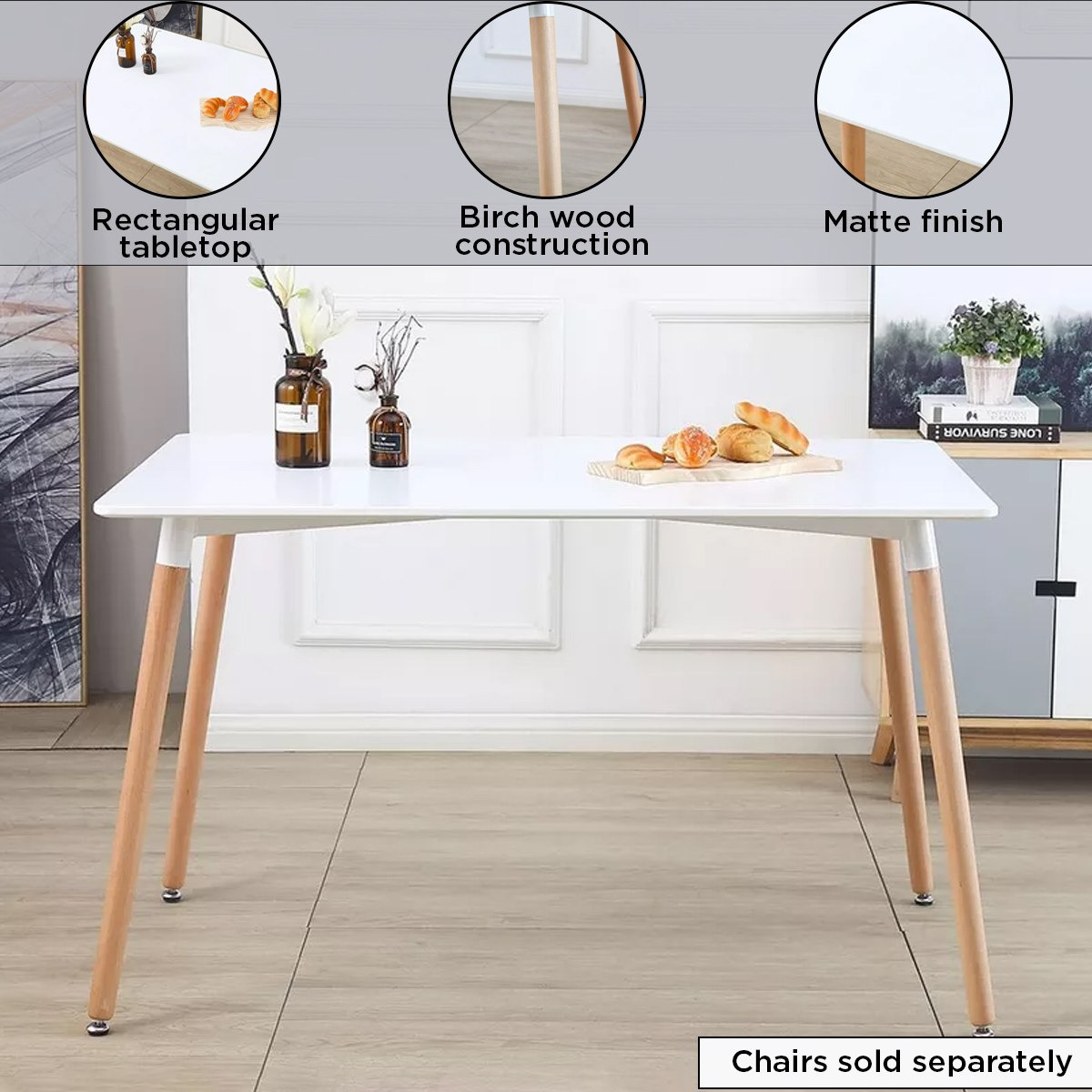 طاولة سُفرة لـ4 مقاعد بأرجل من الخشب الصلب من توتو-hbxfurniture-diningtablesandsets-diningtables-fourseater-image-5