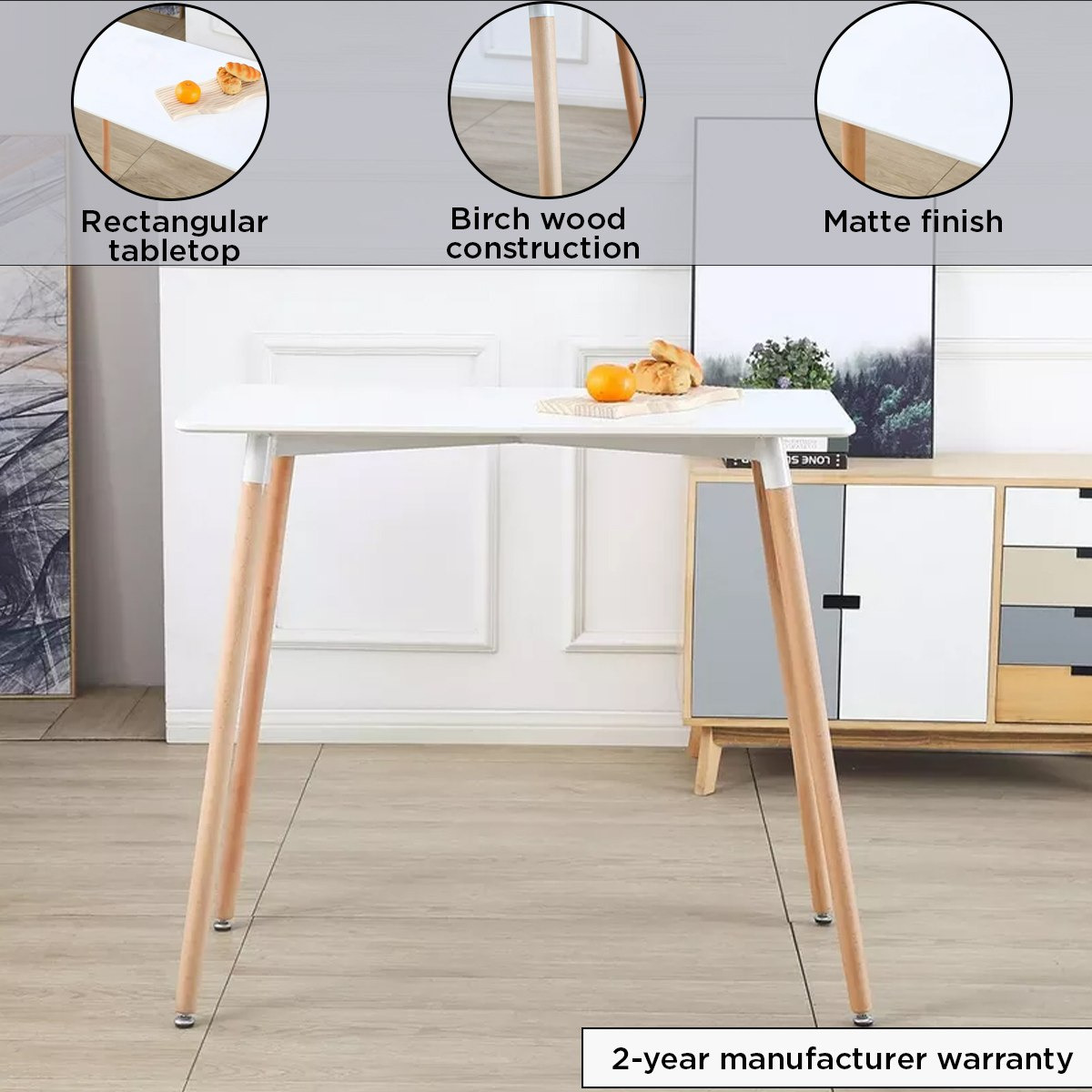 Toto 4-Seater High Dining Table with Solid Wood Legs-hbxfurniture-diningtablesandsets-diningtables-fourseater-image-4