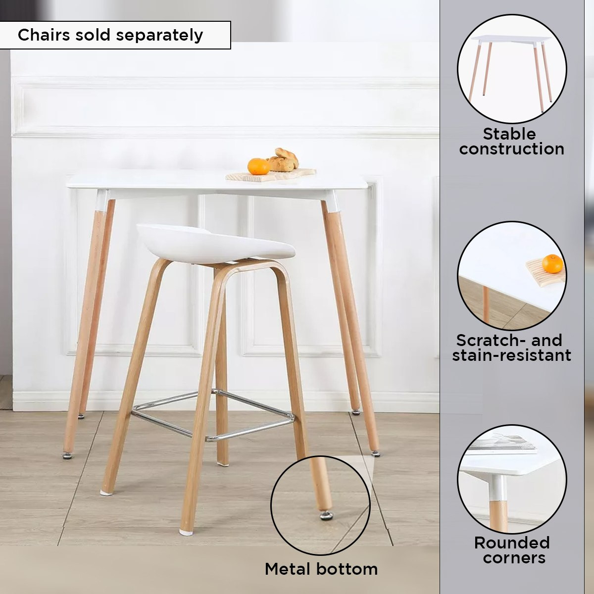 Toto 4-Seater High Dining Table with Solid Wood Legs-hbxfurniture-diningtablesandsets-diningtables-fourseater-image-5
