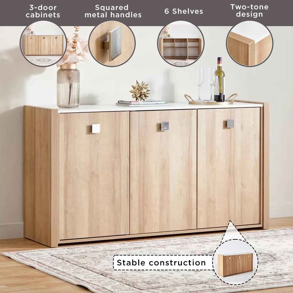 خزانة بوفيه جانبية بـ3 أبواب من كامبريدج -hbxfurniture-diningroom-buffetsandsideboards-image-5