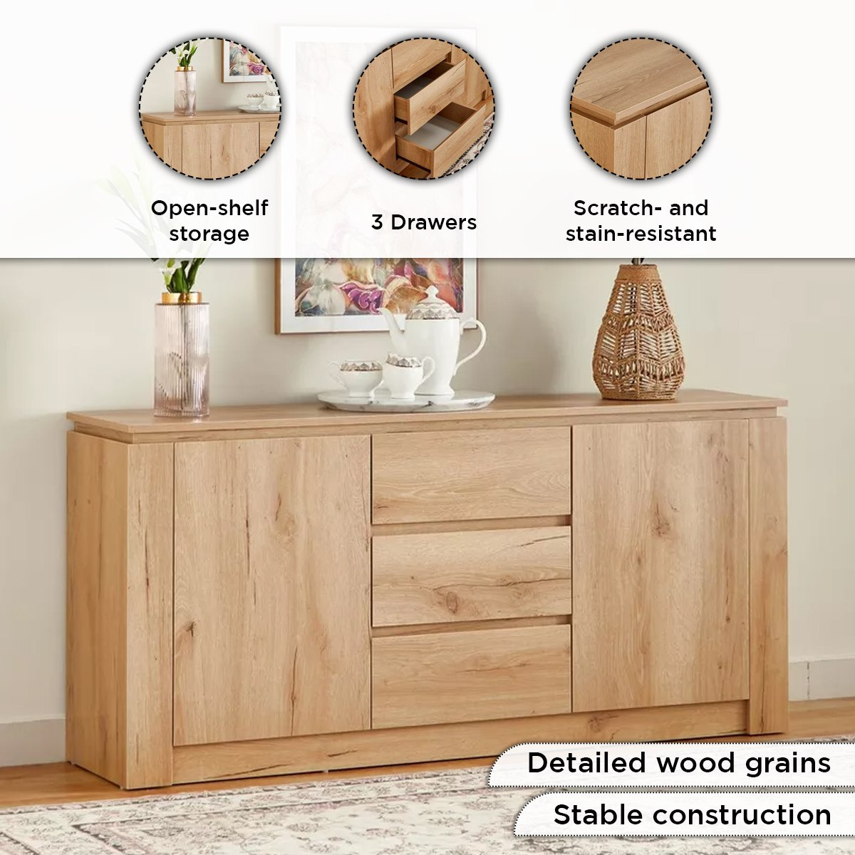 Bali 3-Drawer Sideboard Buffet with 2 Doors-hbxfurniture-diningroom-buffetsandsideboards-image-5