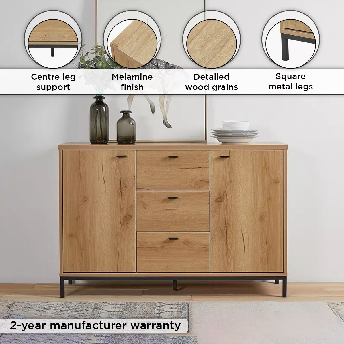 Urban 2-Door 3-Drawer Sideboard Buffet-hbxfurniture-diningroom-buffetsandsideboards-image-4