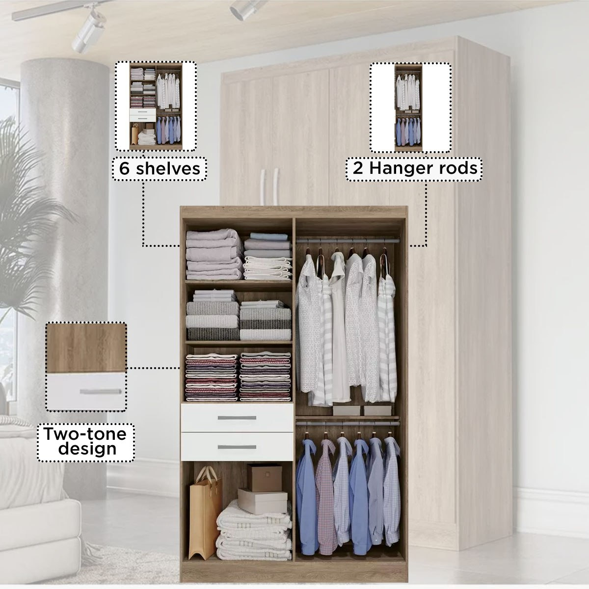 خزانة ملابس 6 أبواب ودرجين - فورتاليزا لويس من موڤو-hbxfurniture-wardrobes-image-7
