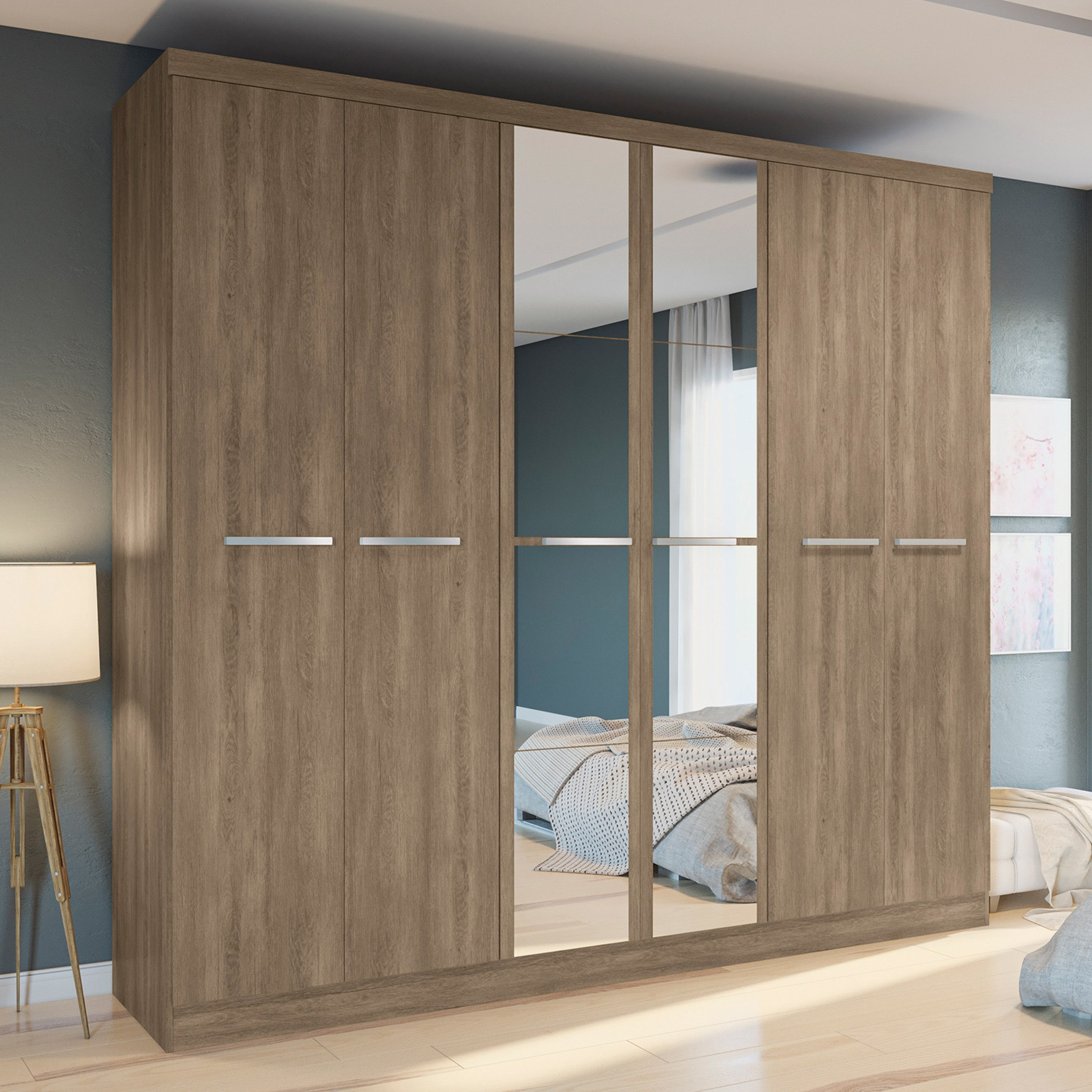 Fortaleza 6-Door Wardrobe with 2 Mirrors-hbxfurniture-wardrobes-image-1