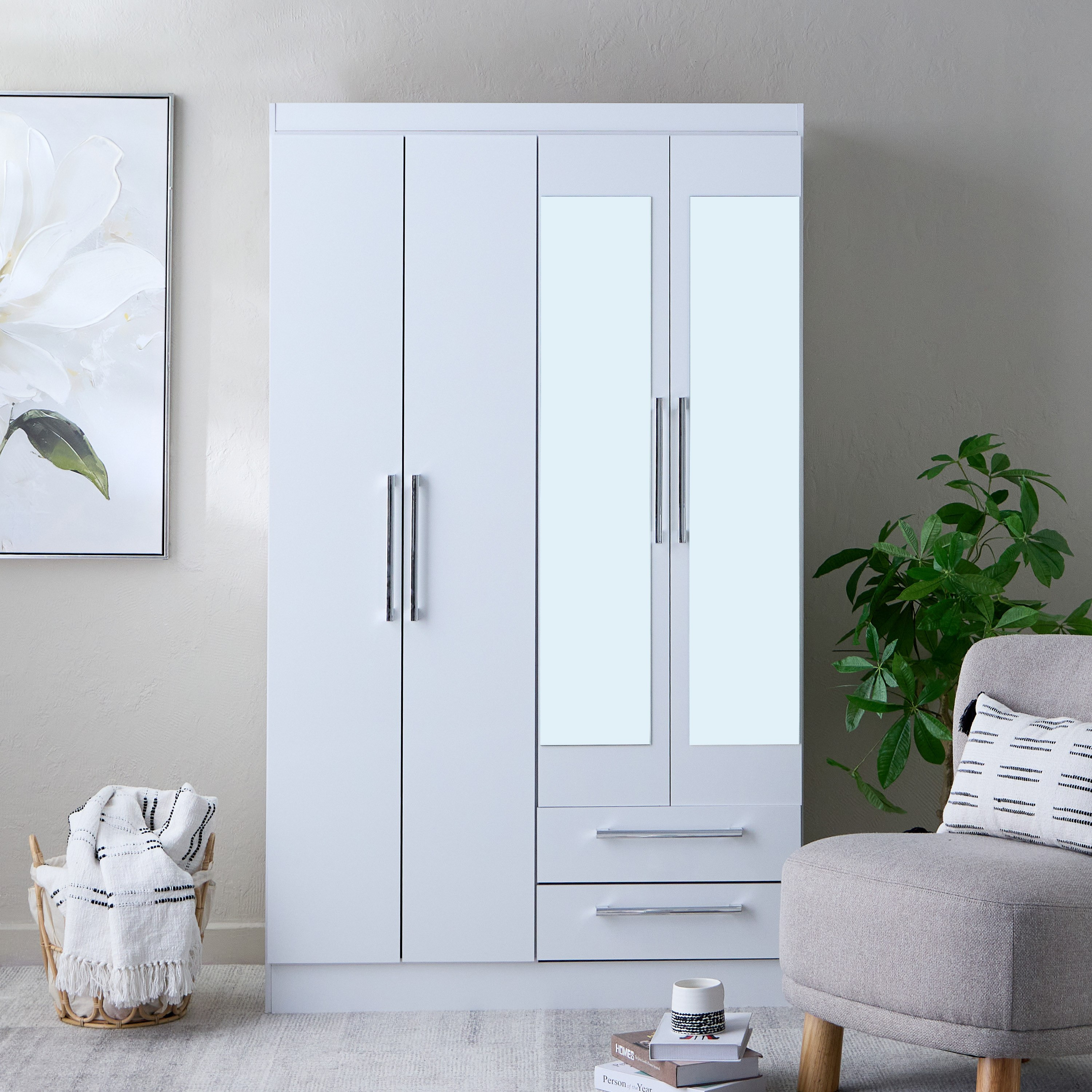 خزانة ملابس صغيرة 4 أبواب ودرجين و 2 مرايا من لوندرينا-hbxfurniture-wardrobes-image-10