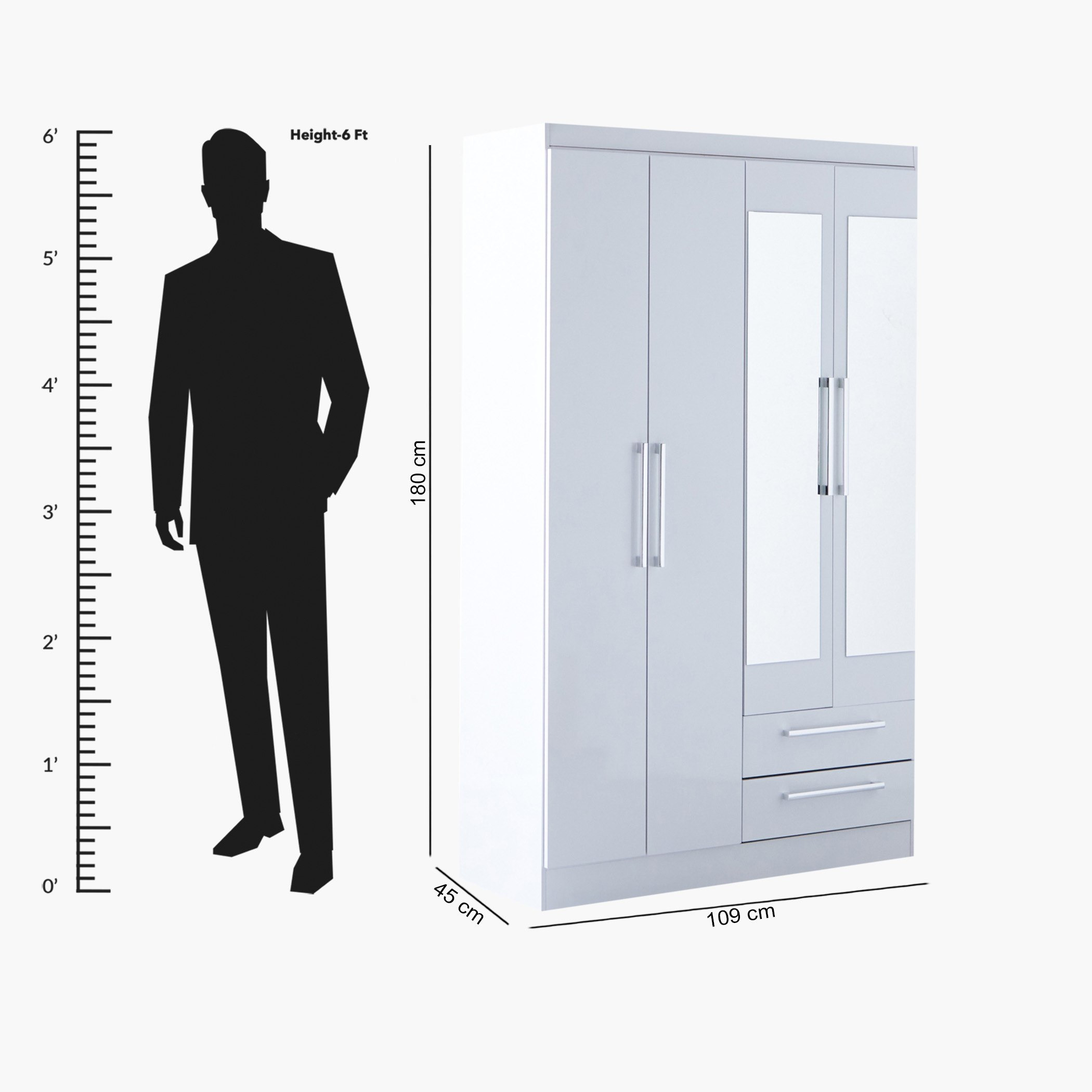 خزانة ملابس صغيرة 4 أبواب ودرجين و 2 مرايا من لوندرينا-hbxfurniture-wardrobes-image-12