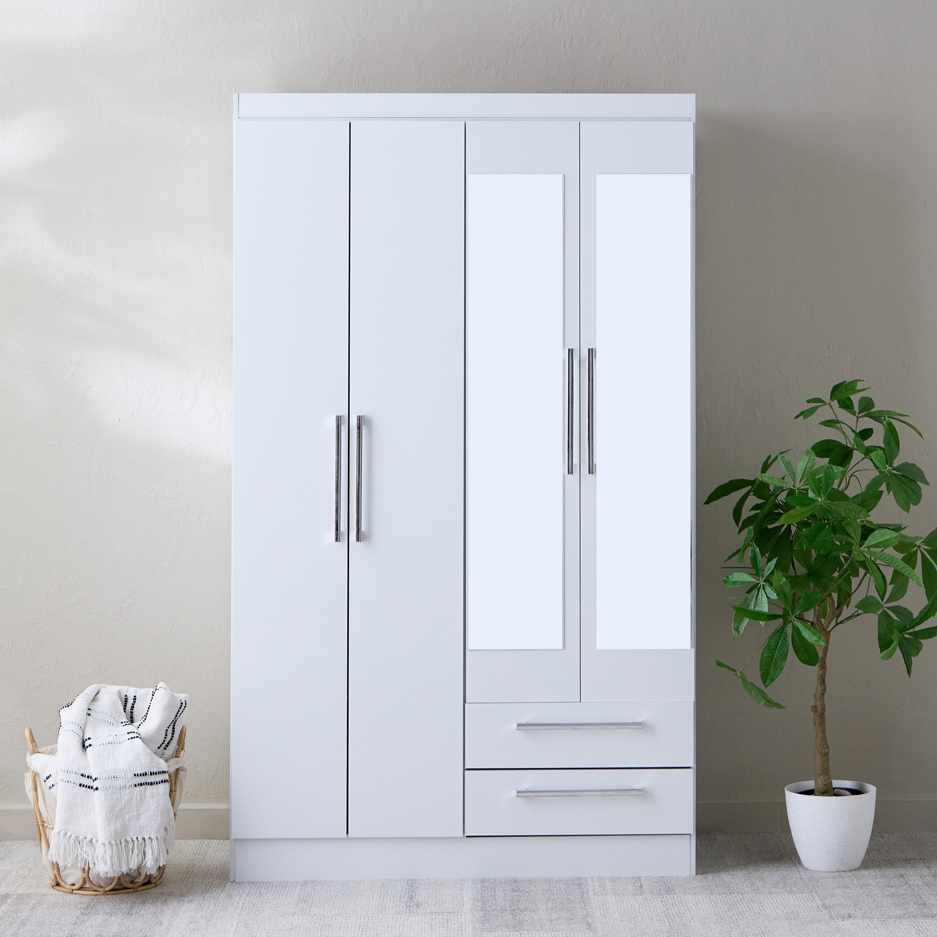 خزانة ملابس صغيرة 4 أبواب ودرجين و 2 مرايا من لوندرينا-hbxfurniture-wardrobes-image-2
