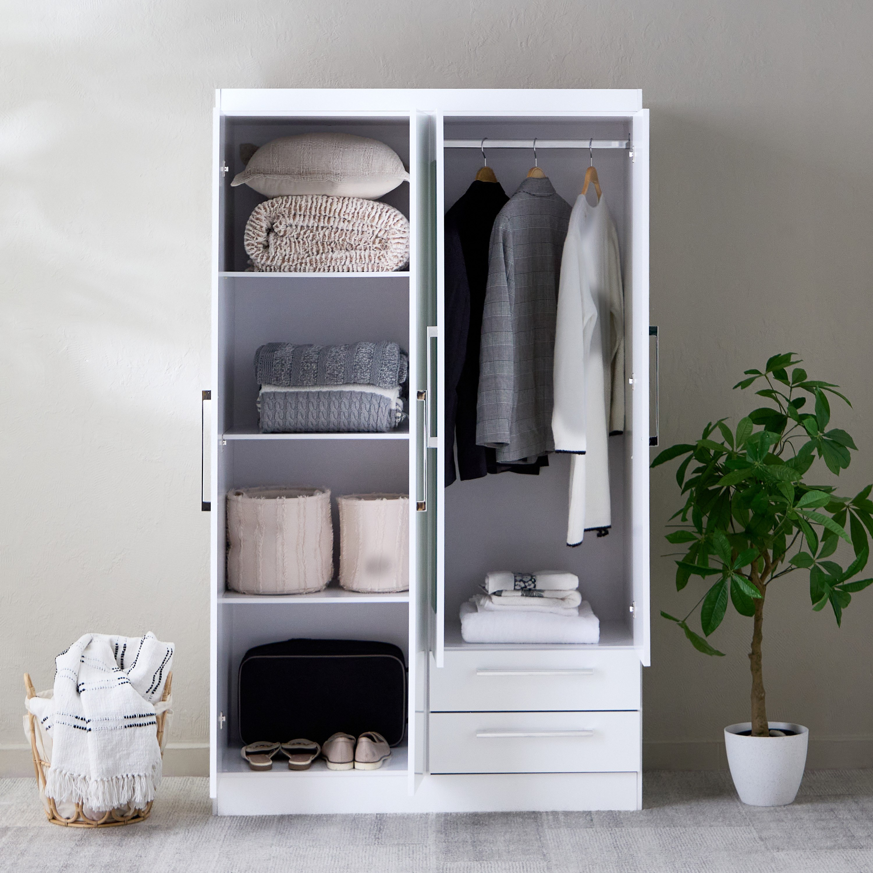 خزانة ملابس صغيرة 4 أبواب ودرجين و 2 مرايا من لوندرينا-hbxfurniture-wardrobes-image-3