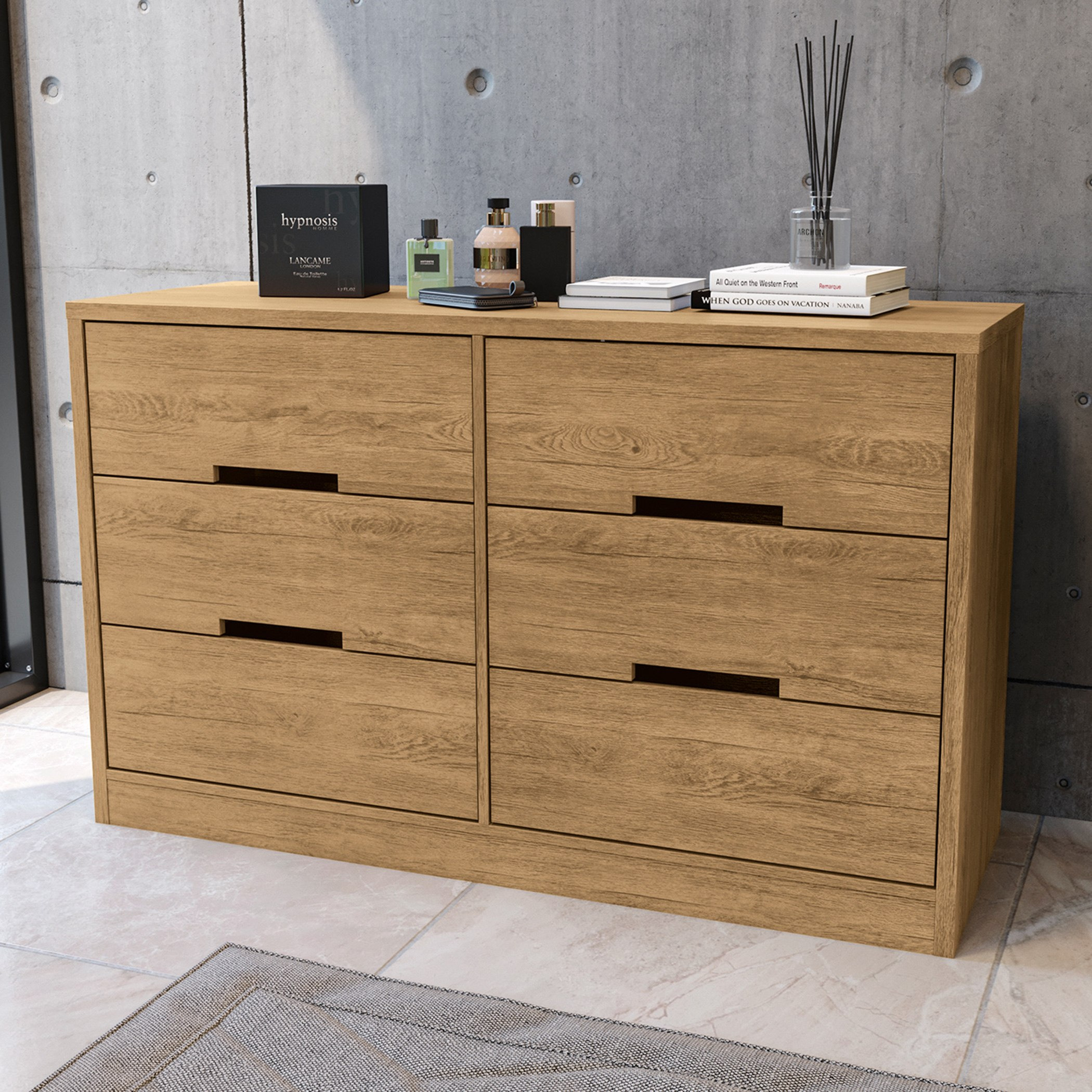 طاولة تزيين ماستر 6 أدراج دون مرآة من فورتاليزا-hbxfurniture-bedroom-dressersandmirrors-image-1