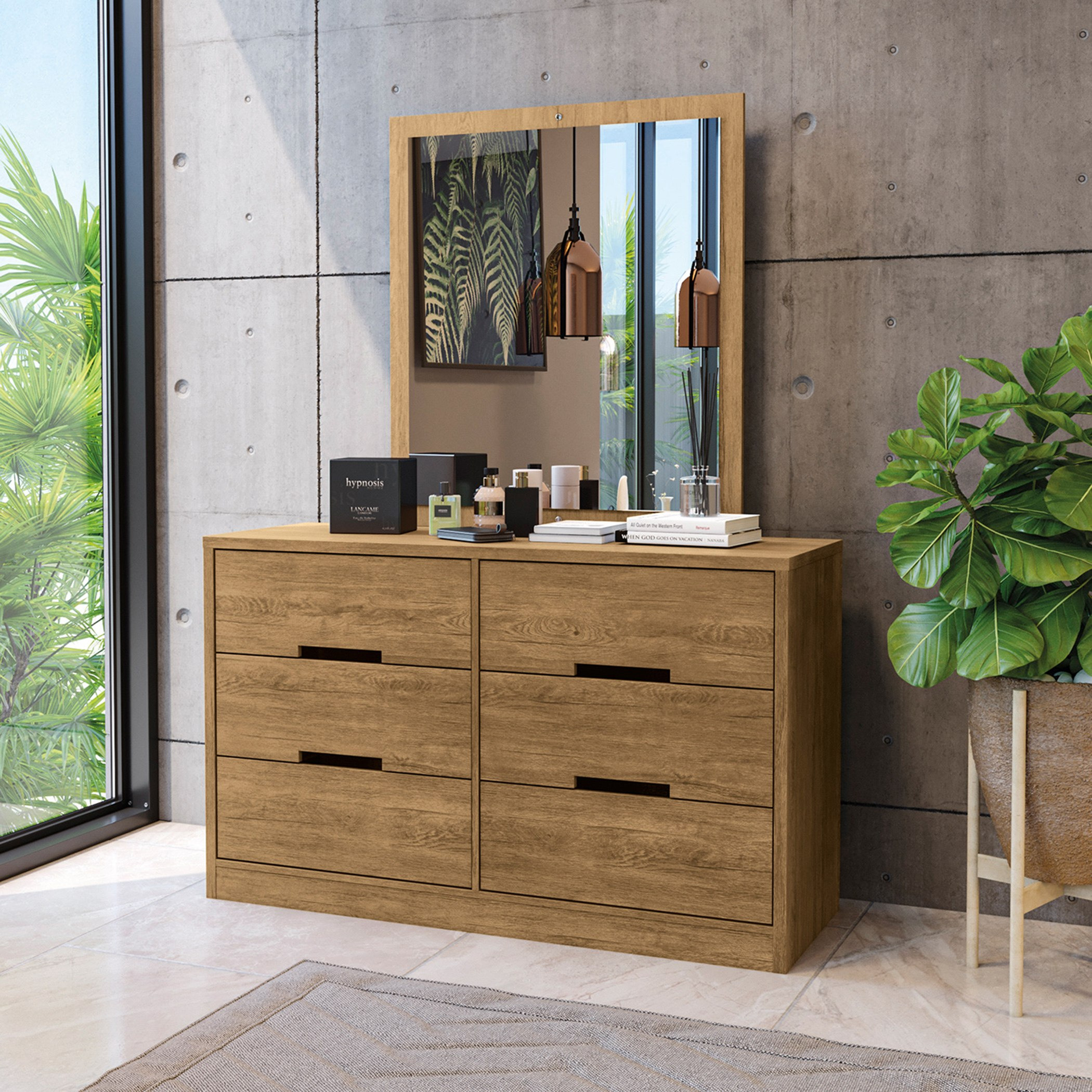 طاولة تزيين ماستر 6 أدراج دون مرآة من فورتاليزا-hbxfurniture-bedroom-dressersandmirrors-image-2