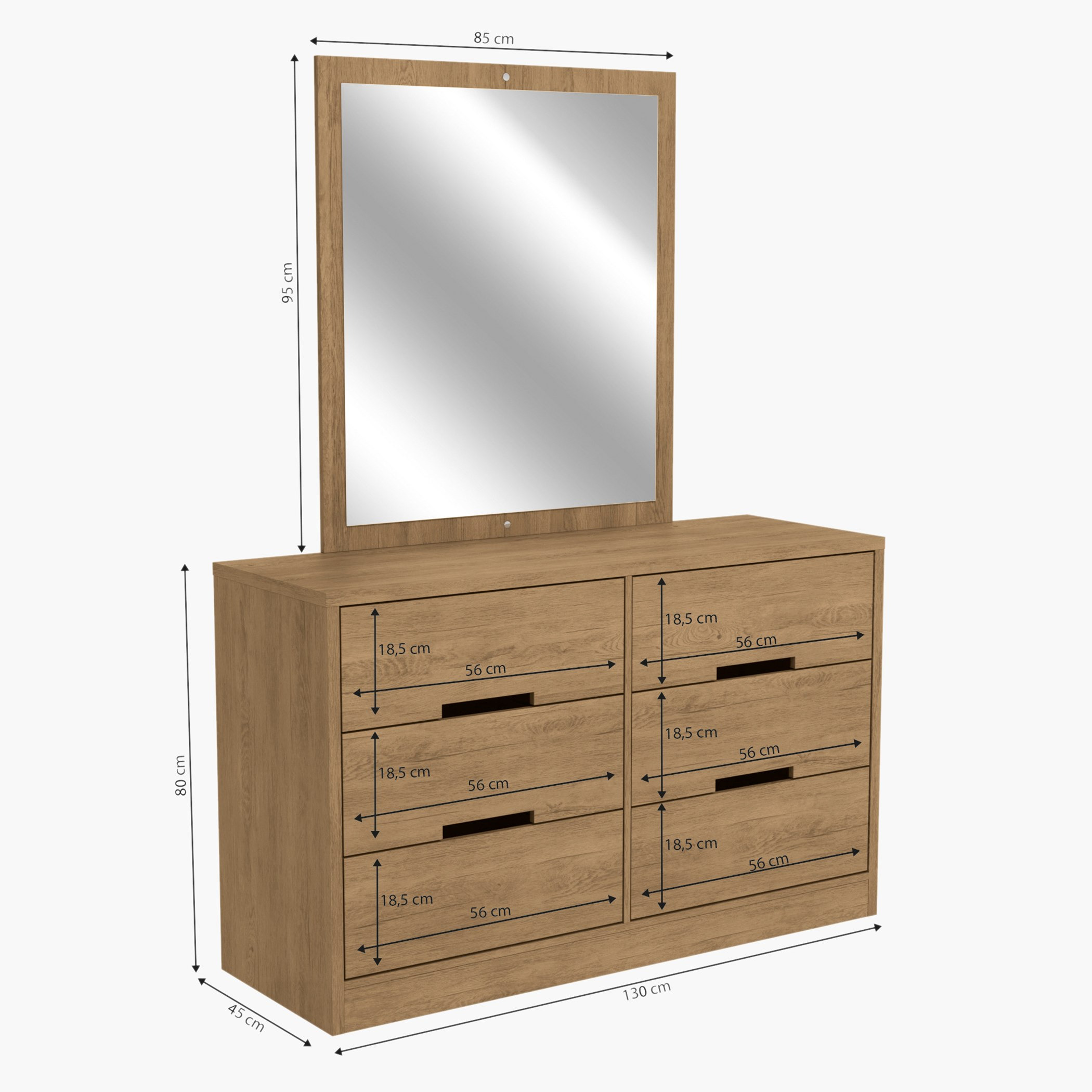 طاولة تزيين ماستر 6 أدراج دون مرآة من فورتاليزا-hbxfurniture-bedroom-dressersandmirrors-image-5